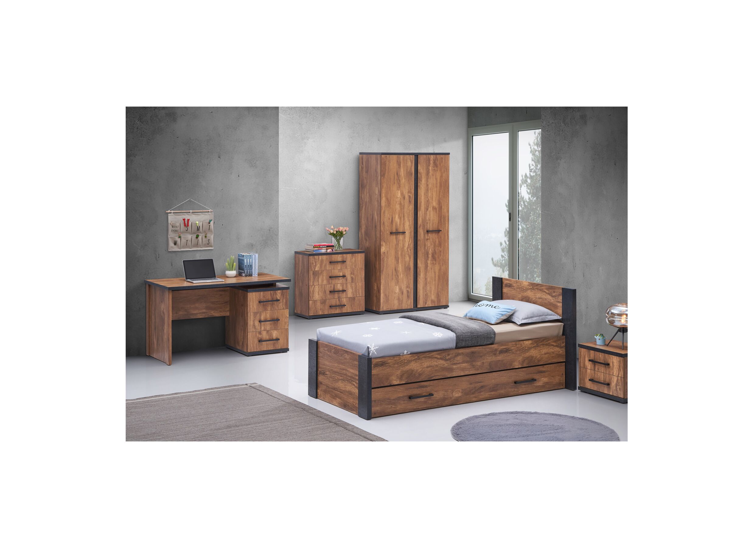 Chambre enfant Ellen avec armoire 2 portes - Chambre enfant Ellen avec armoire 2 portes