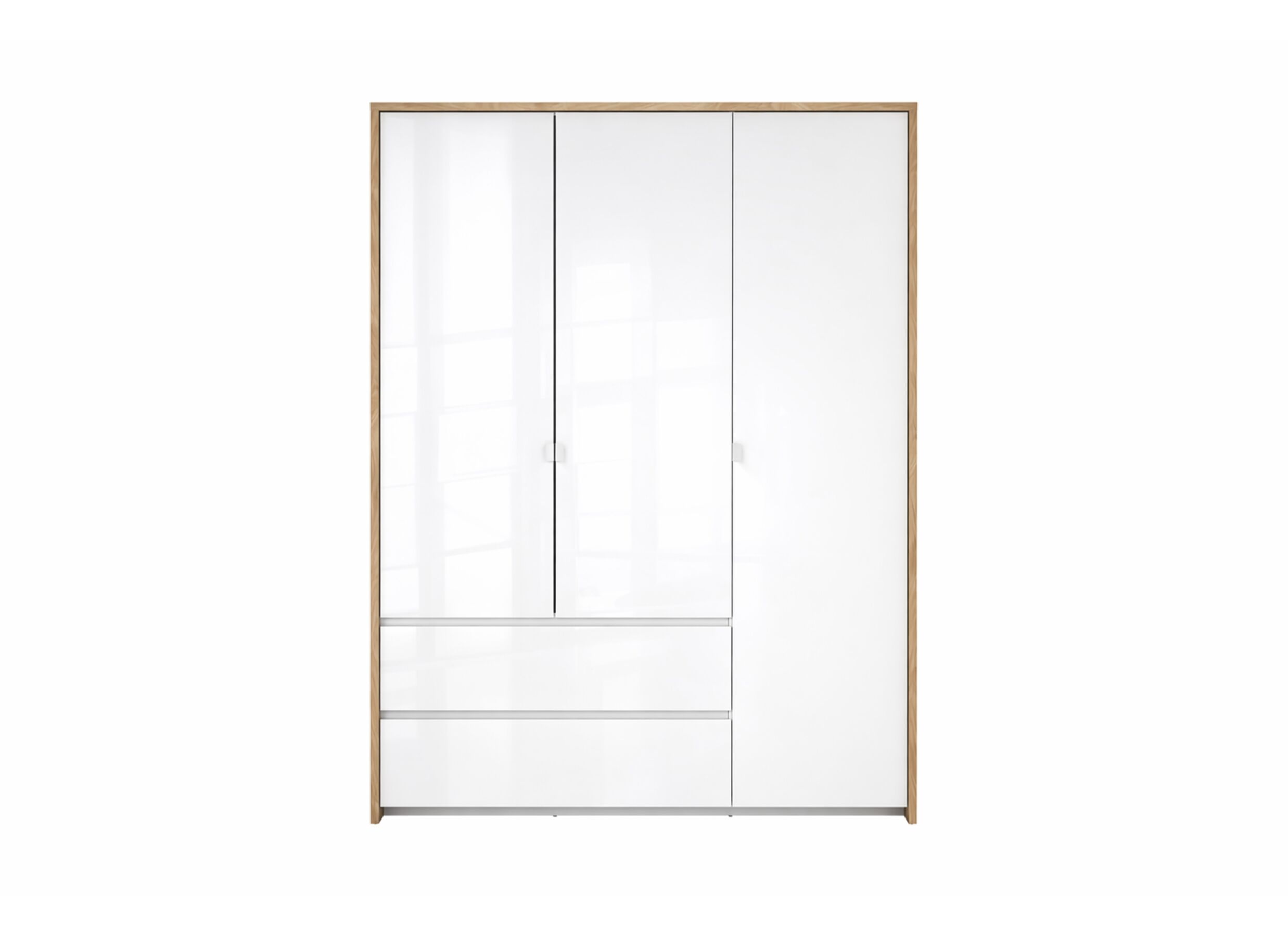 Overzichtsfoto - Kleerkast Next 149x58x202cm - melamine - glanzend wit & jackson hickory