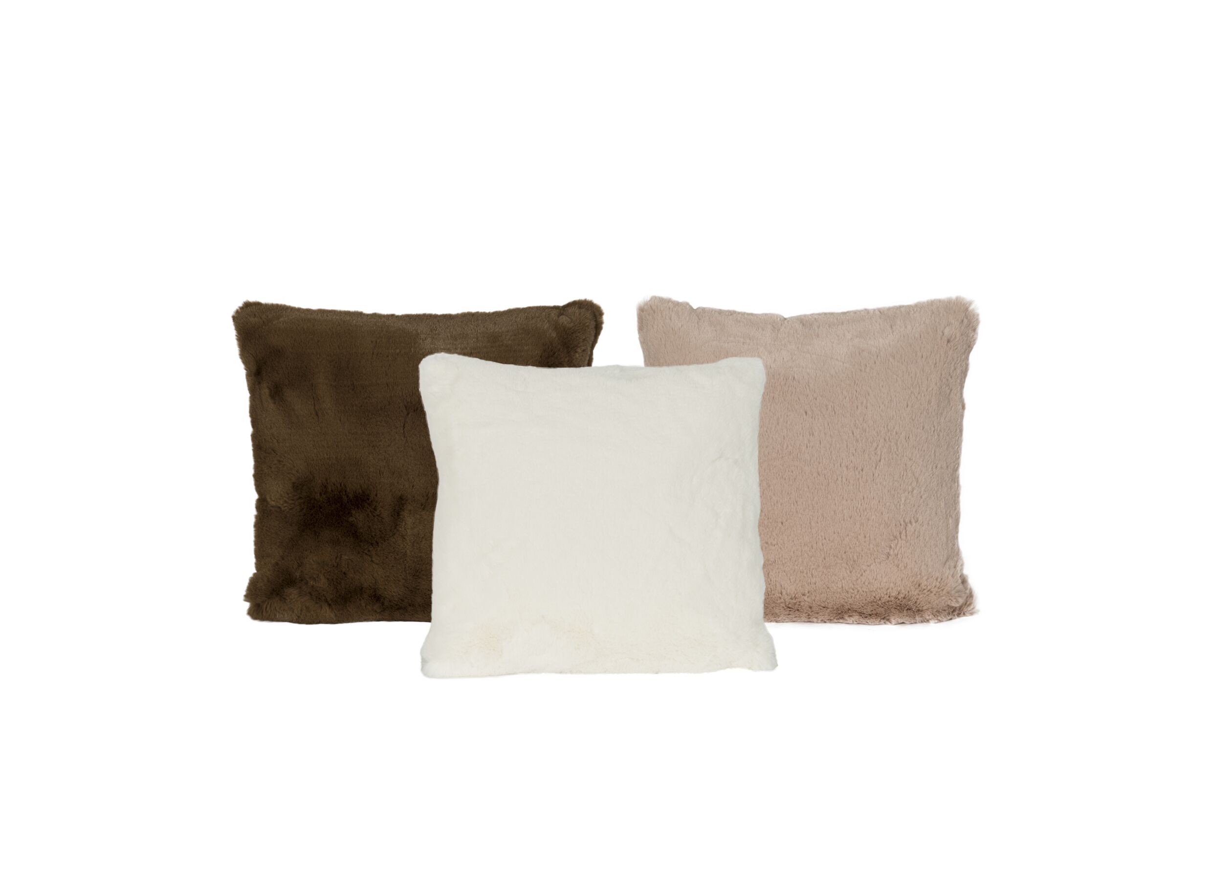 Photo ensemble - Coussin Duffie 60x60cm -imitation fourrure de lapin - brun
