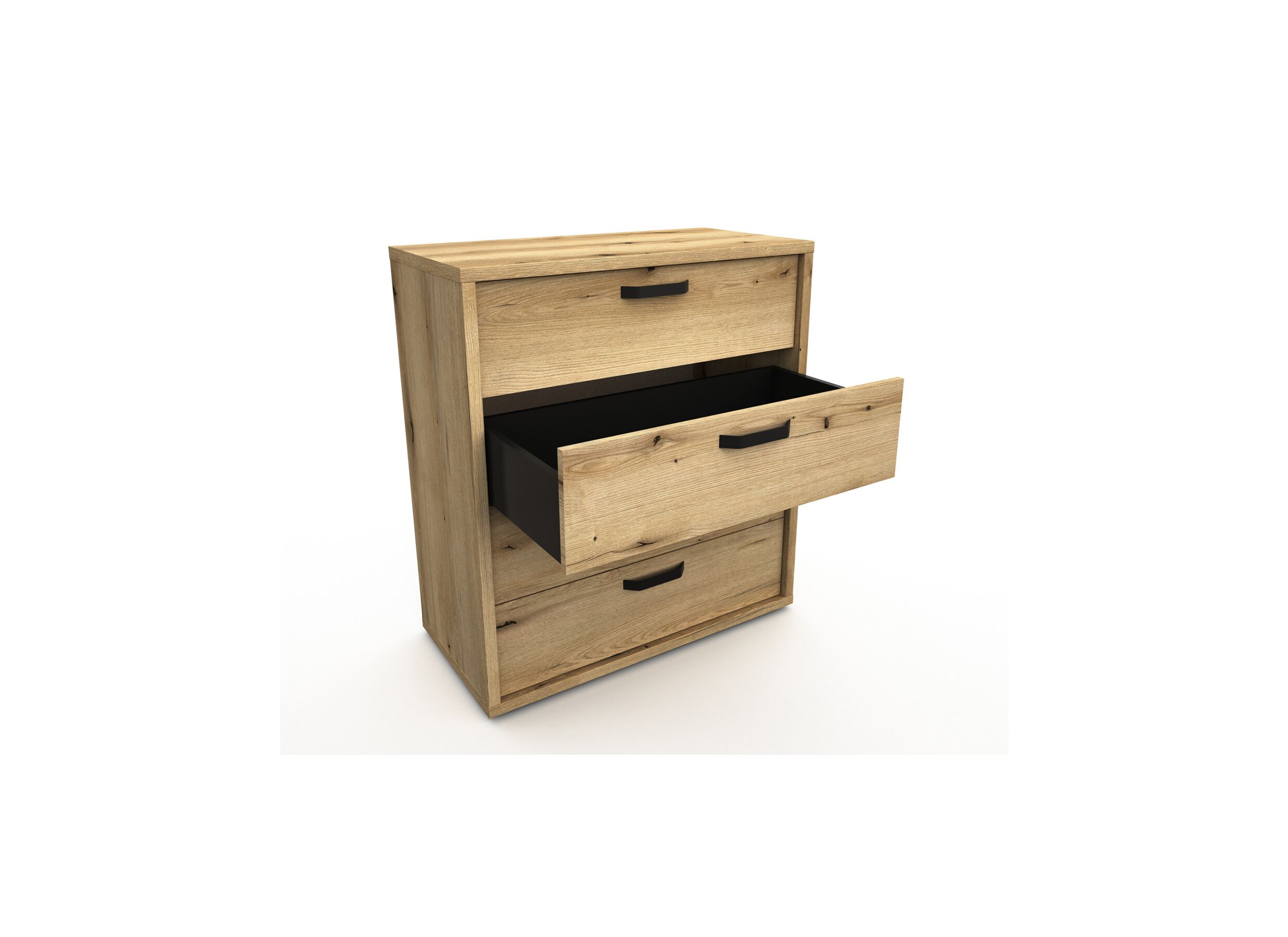 Disposition - Commode Kato 90x45x101cm - mélamine - chêne etna