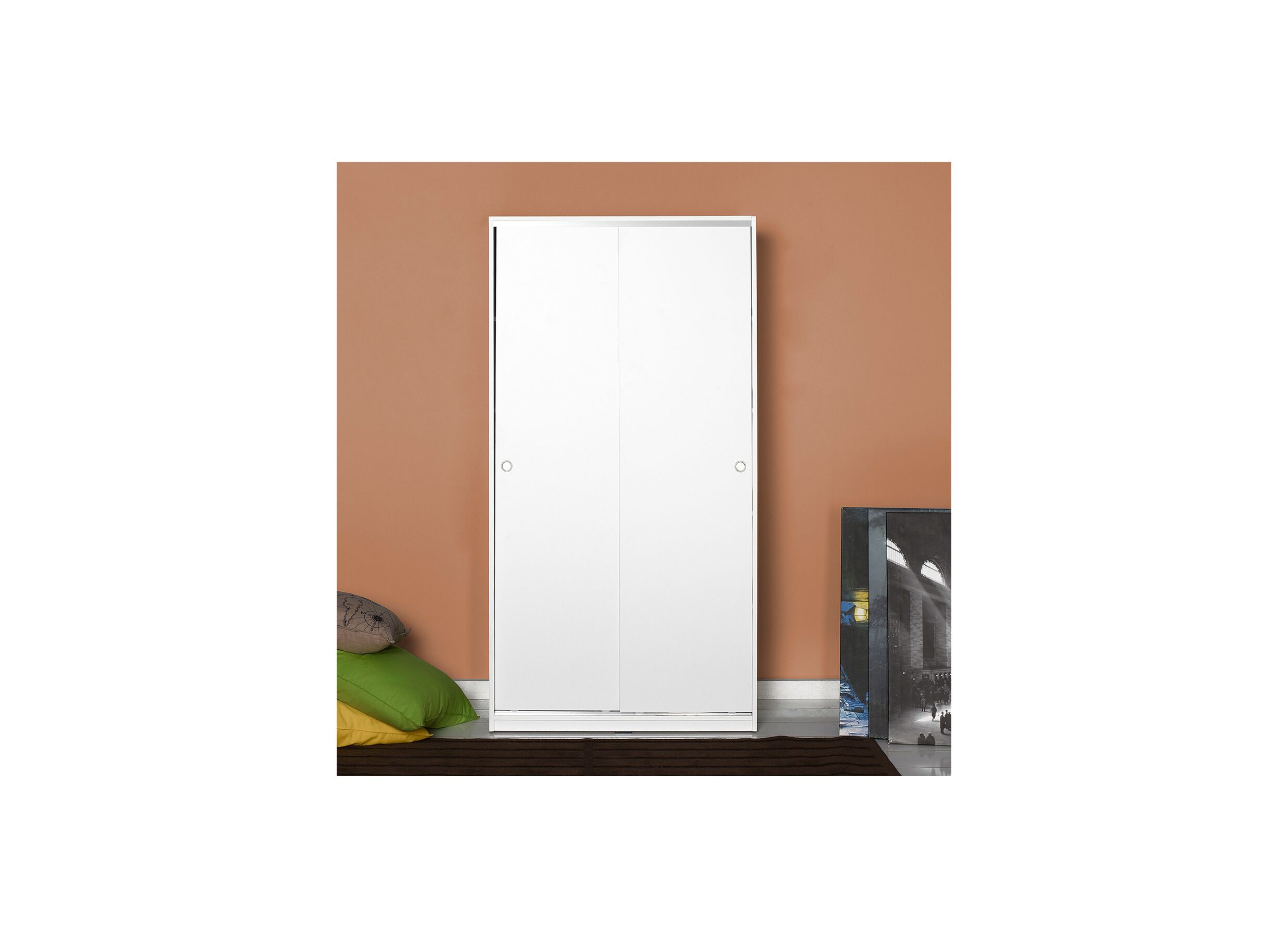 Schuifdeurkast Auckland 94cm - decor - wit