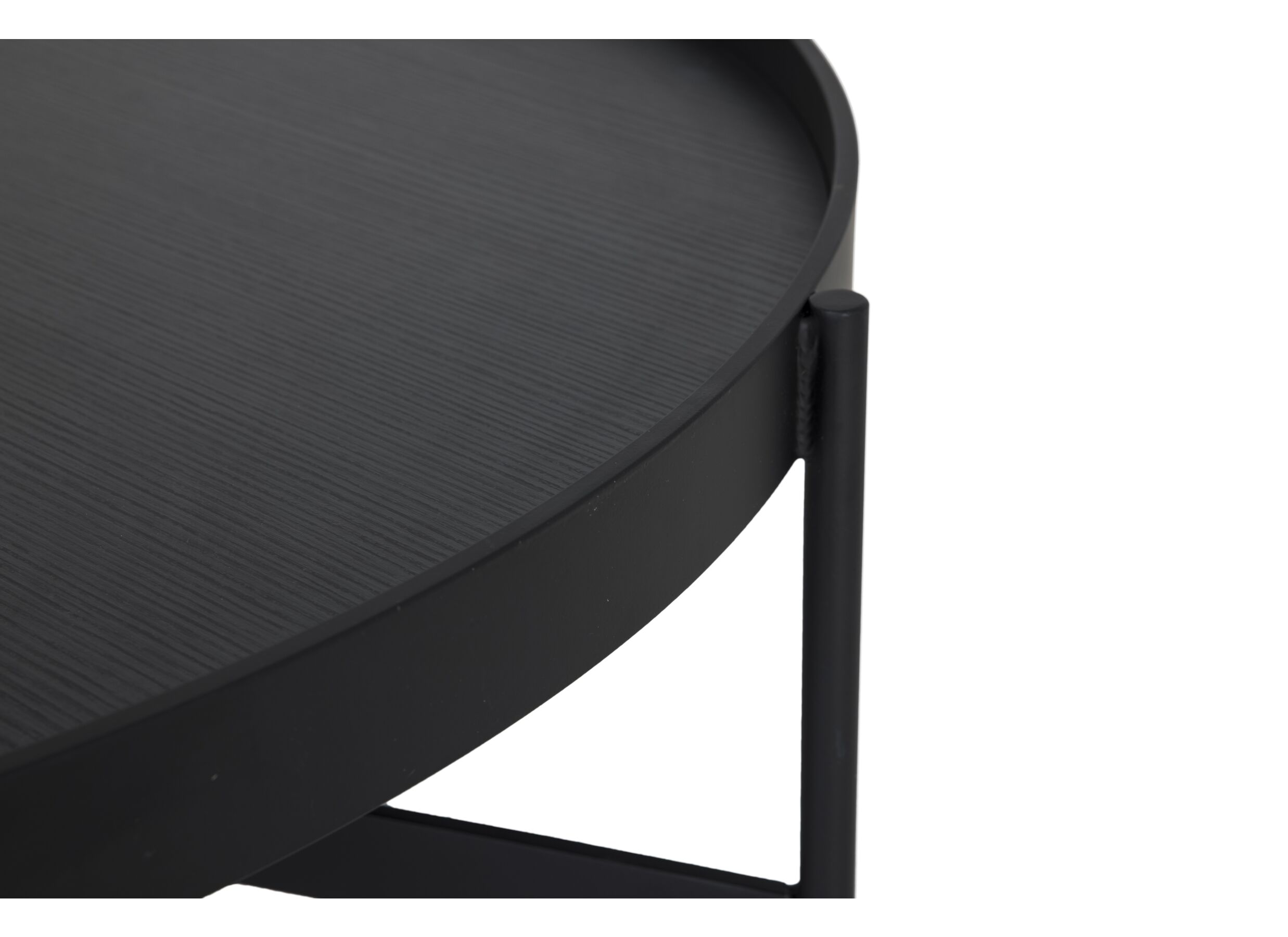 Table basse Tucci Ø102cm - mélamine & métal - noir