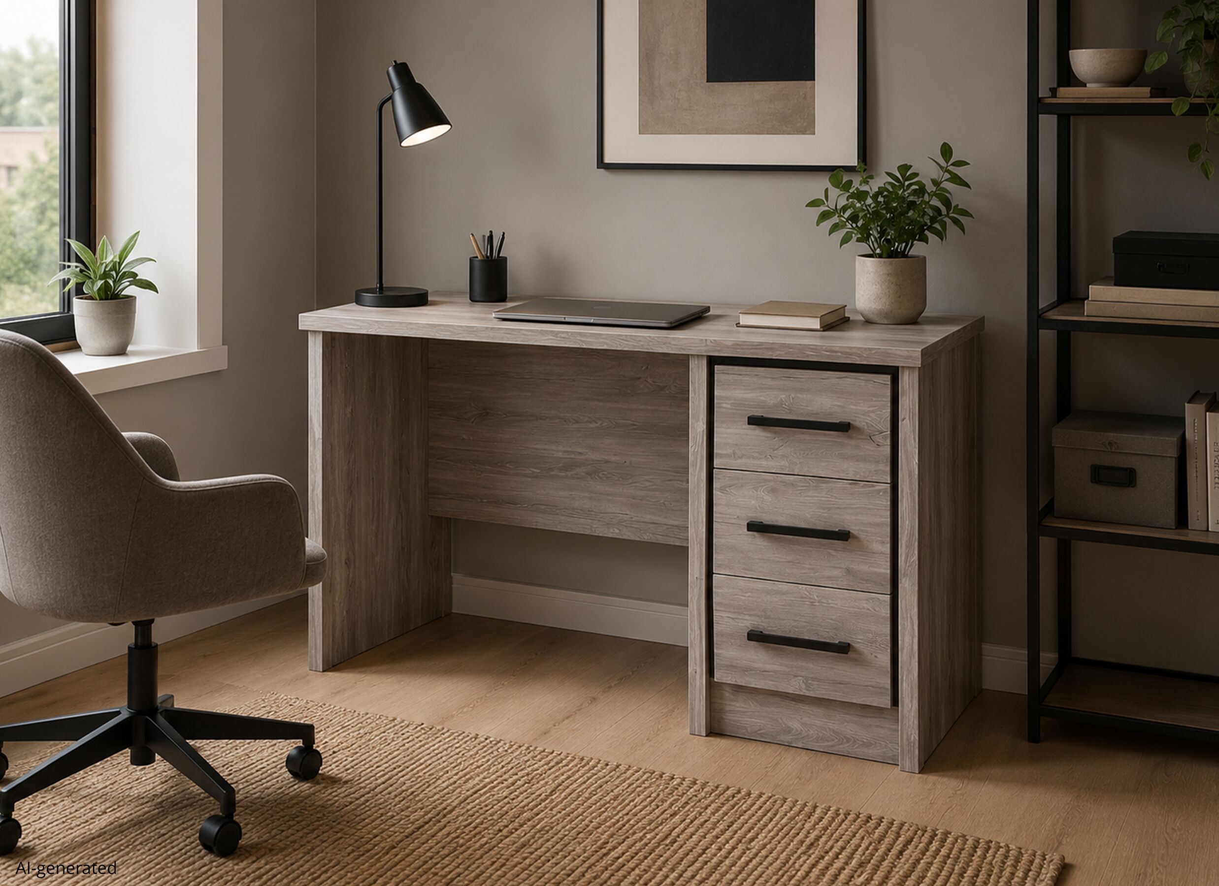 AI Generated - Bureau Elias 120x68cm - decor - grijze eik