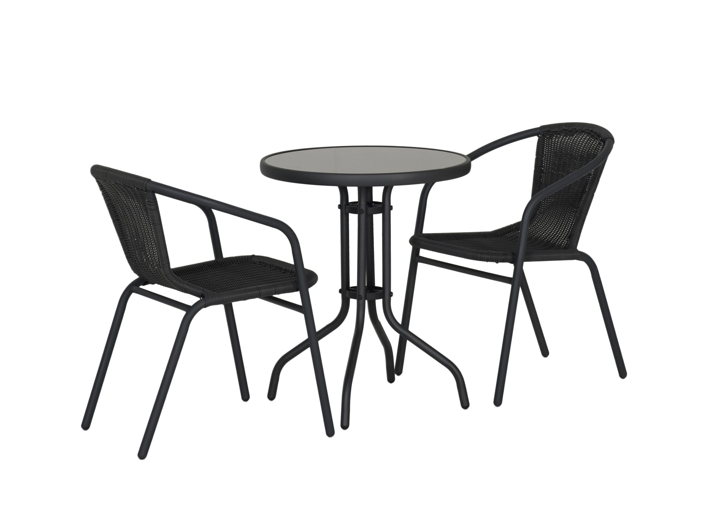 Photo ensemble - Table de jardin Close-Up Ø60x72cm - acier & verre - noir