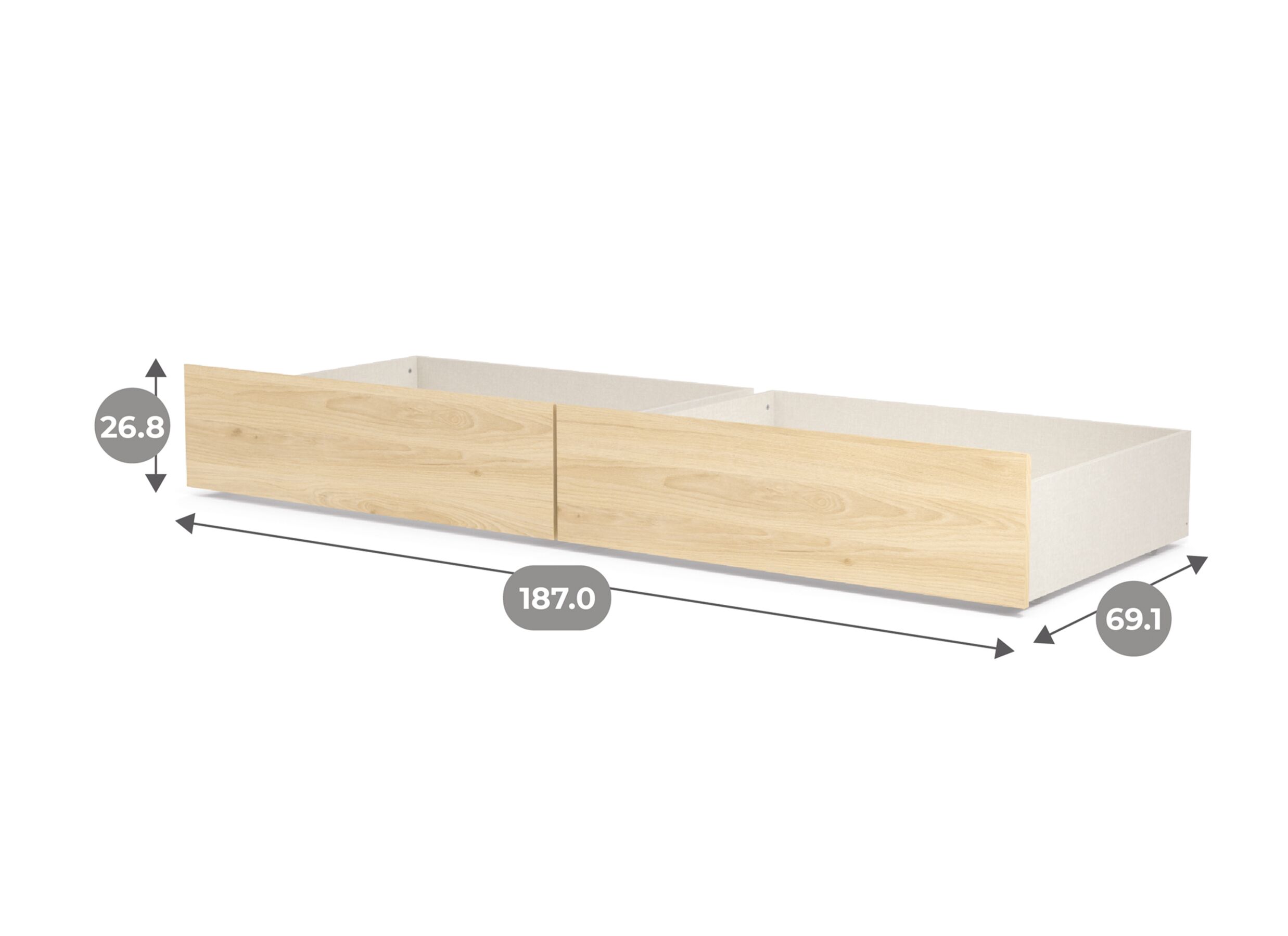 Dimensions - Tiroir de lit Mosaik lot de 2