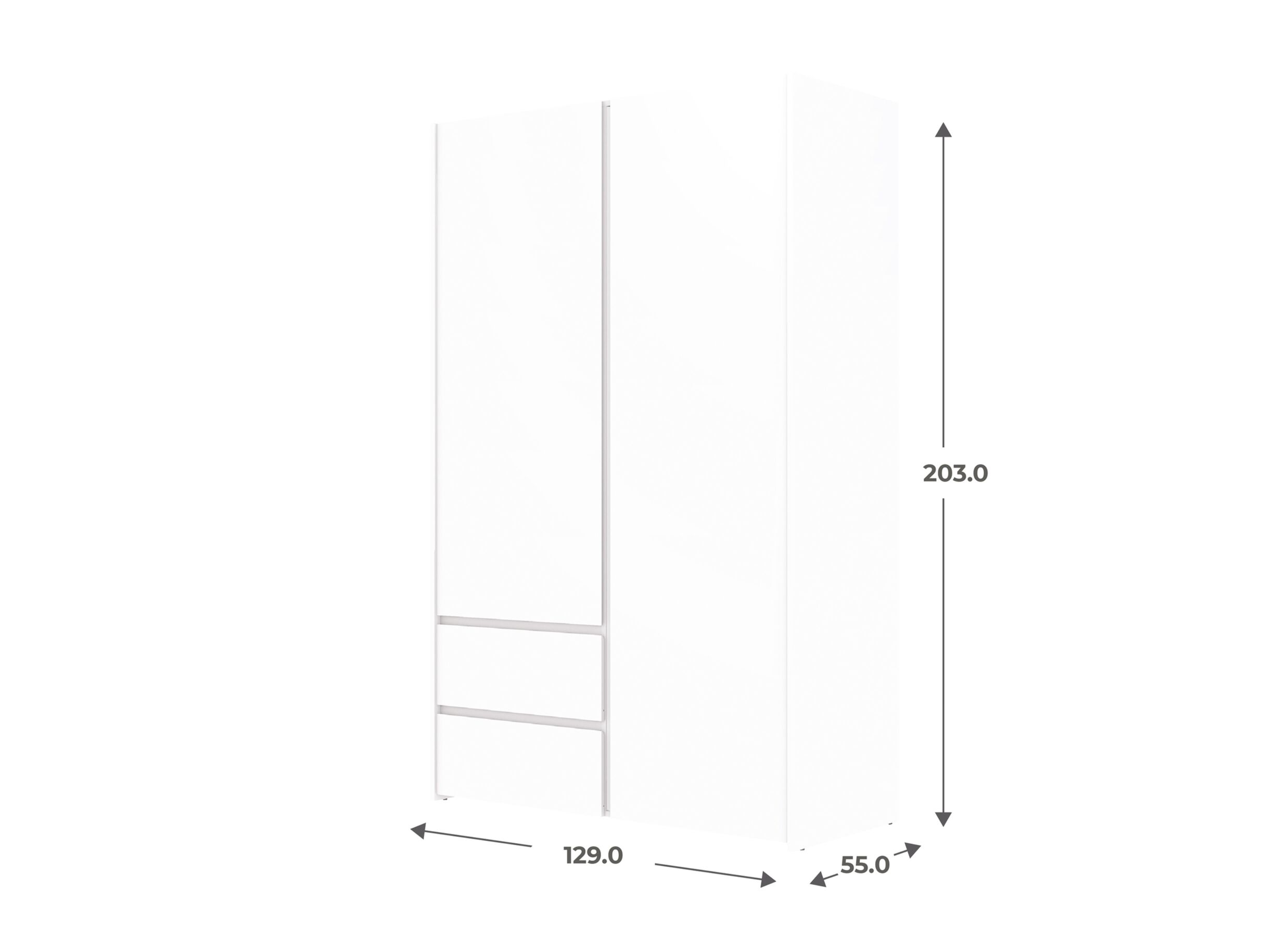 Dimensions - Garde-robe Mosaik 129cm - décor - blanc
