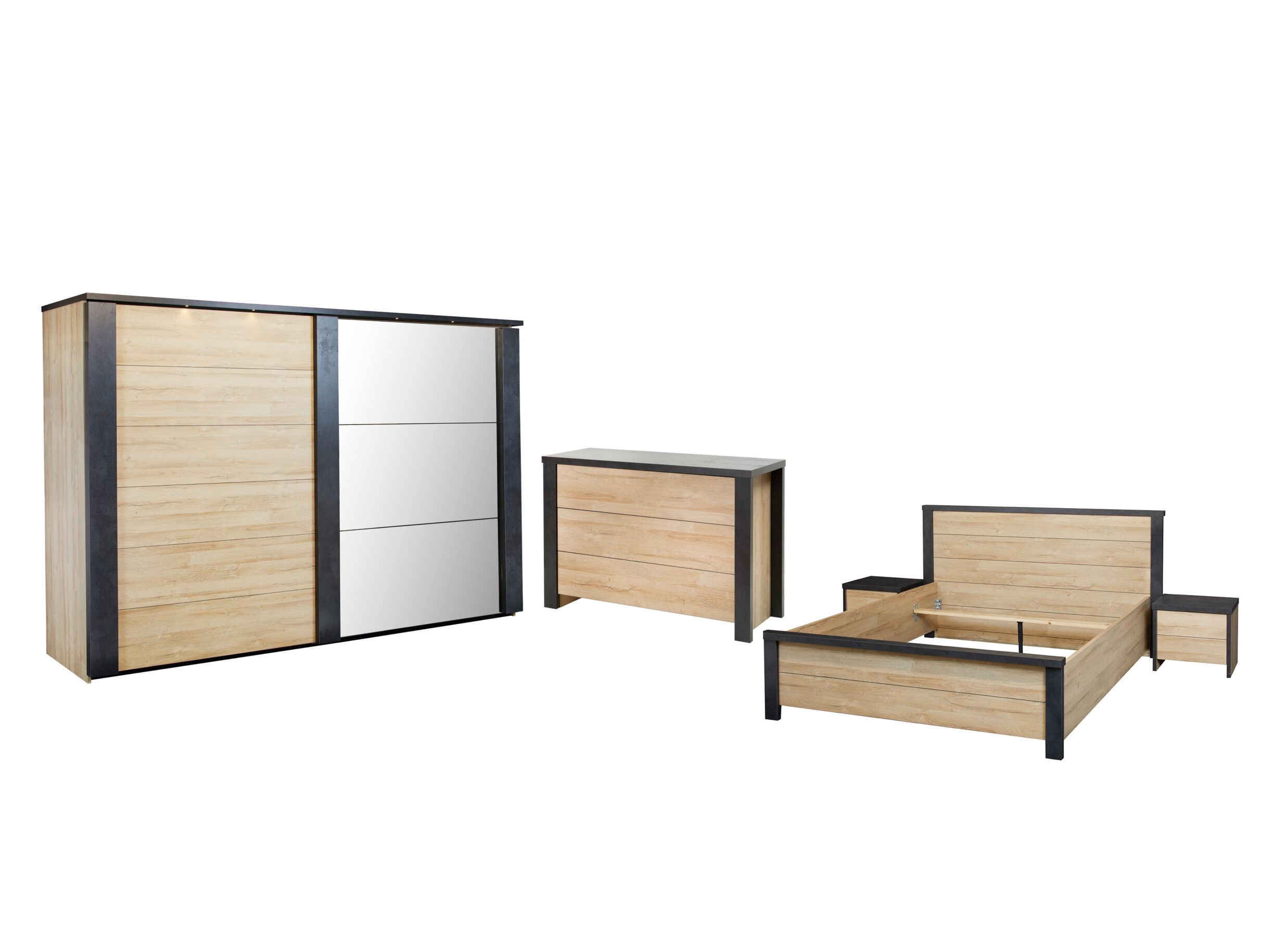 Chambre à coucher Phaedra avec lit 180x200cm - armoire 280cm - Chambre à coucher Phaedra avec lit 180x200cm - armoire 280cm