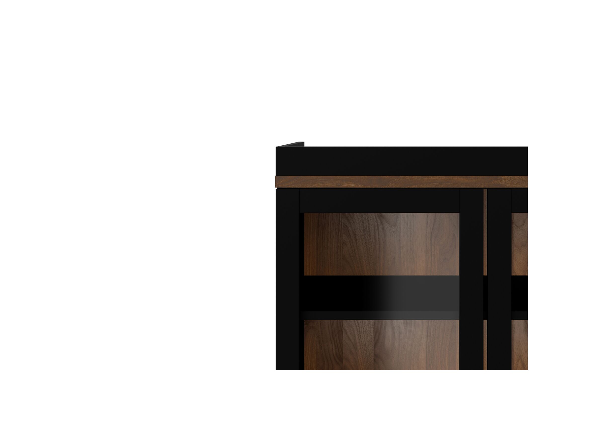 Vitrinekast Roomers 89cm - decor - zwart/walnoot