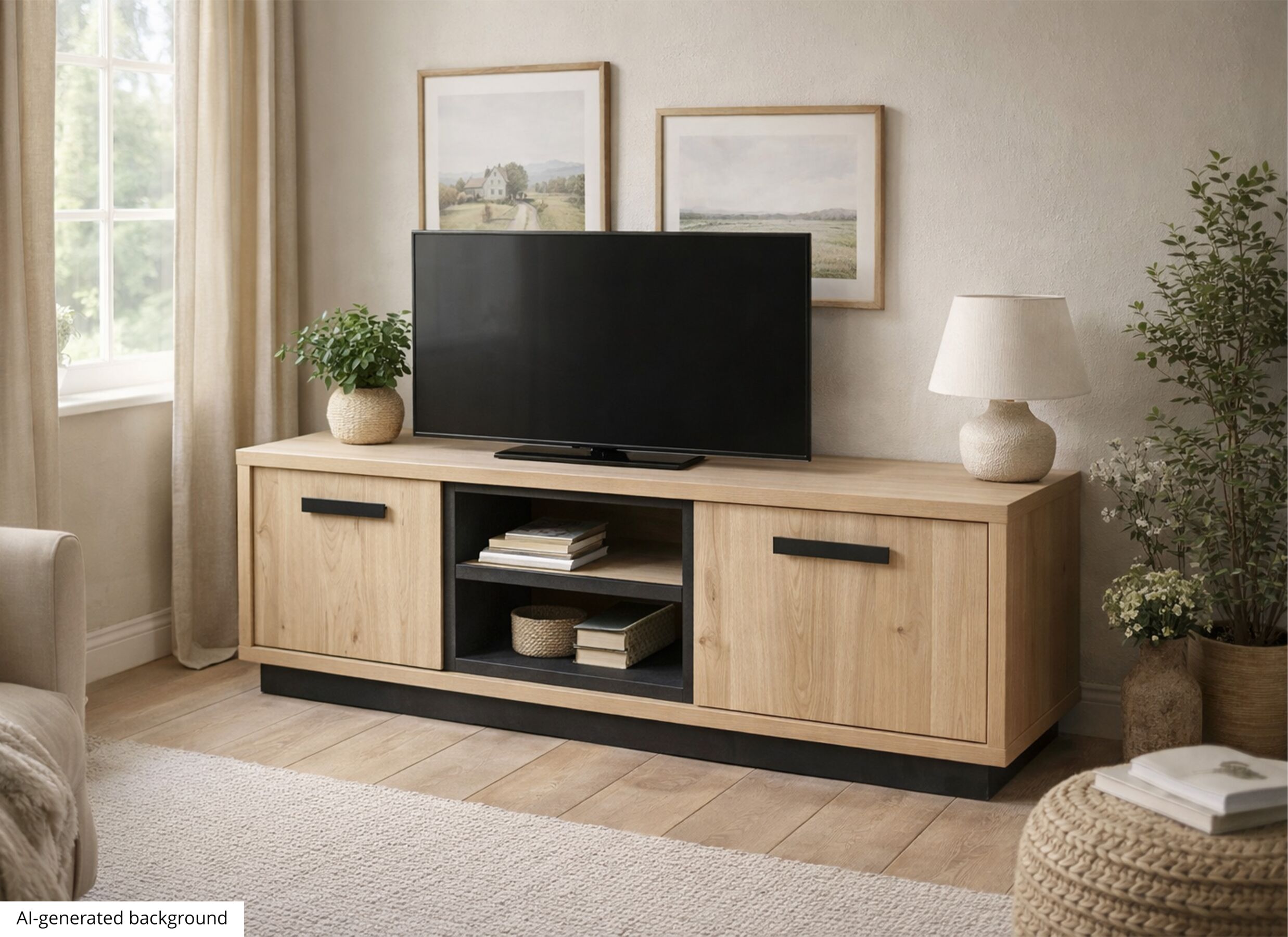 AI Generated - Meuble TV Percy 168cm - décor - chêne castella