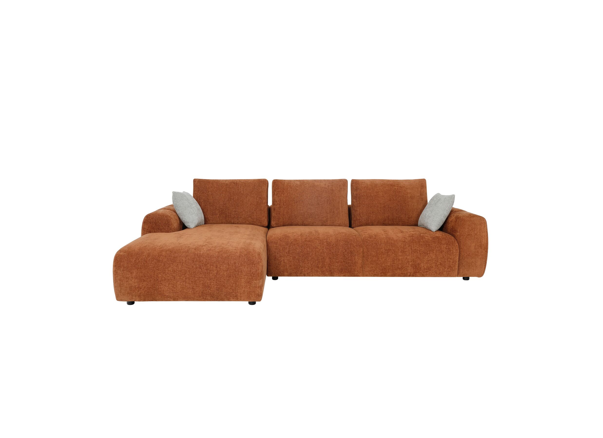 Aperçu - Canapé d'angle Mandarin 315x165cm - chenille - orange