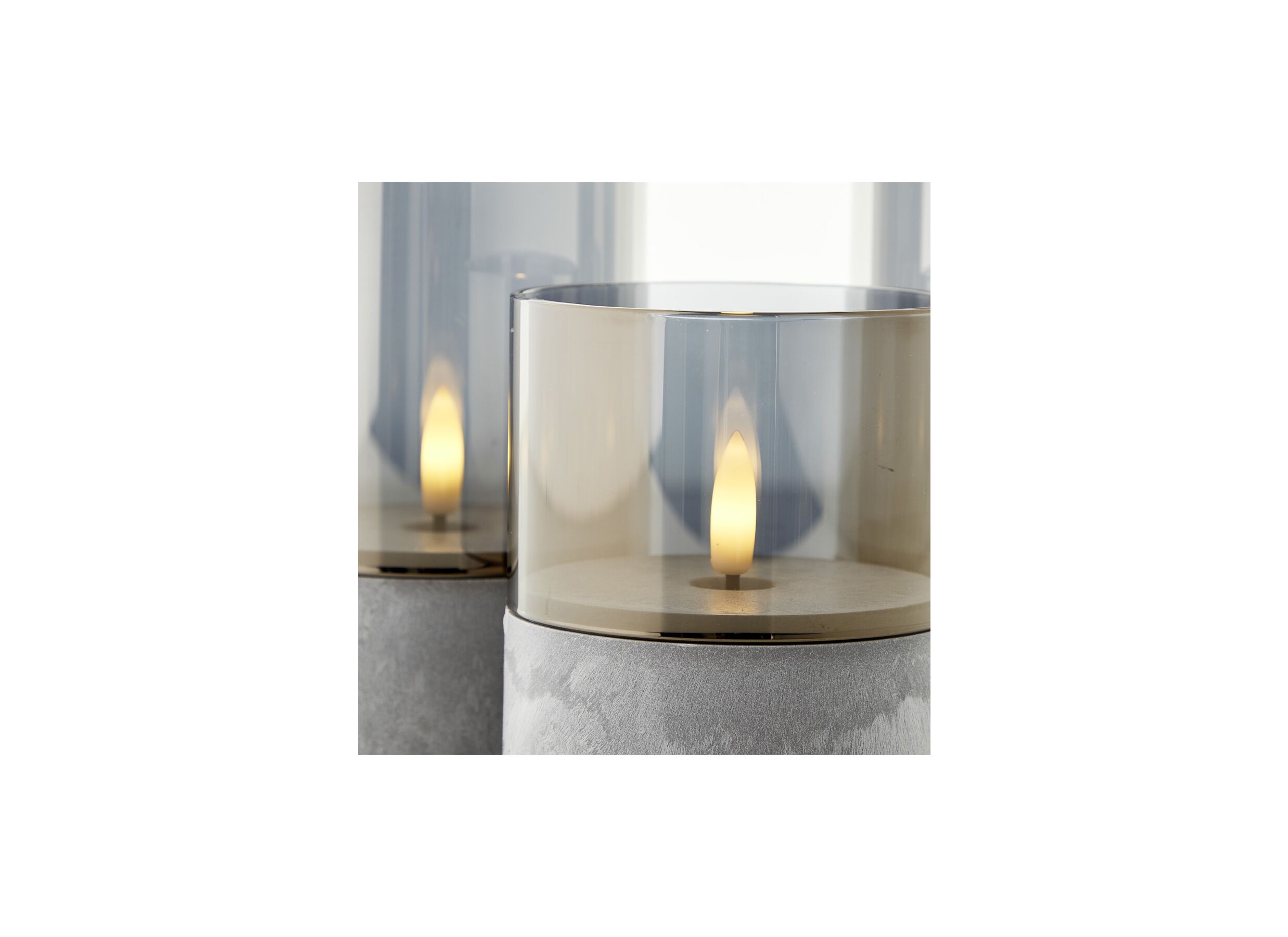 Sfeerfoto - Ledkaars Bougie H15cm - kunststof/glas - grijs