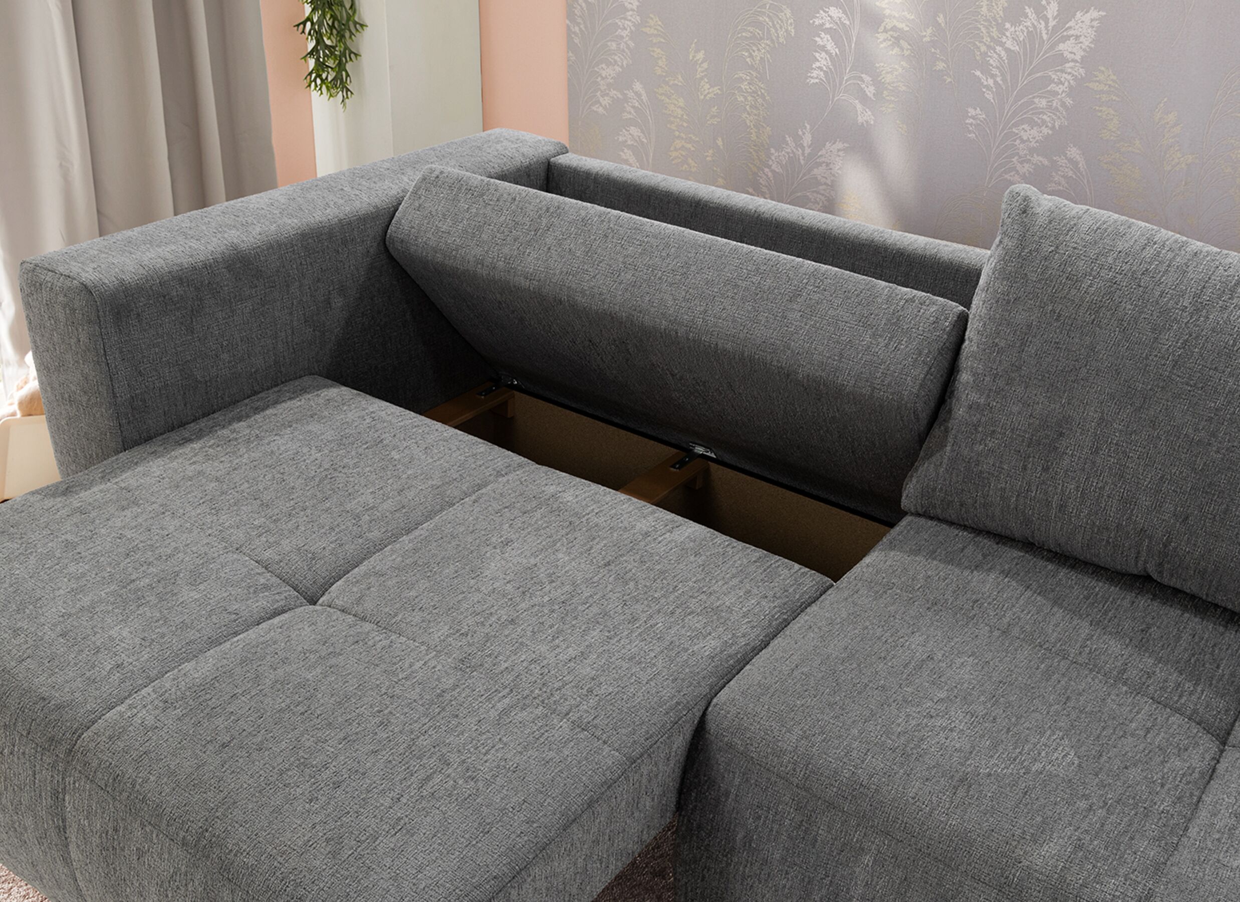 Sfeerfoto - Zetel Relax Bigsofa 4-zit - stof - chenil middengrijs