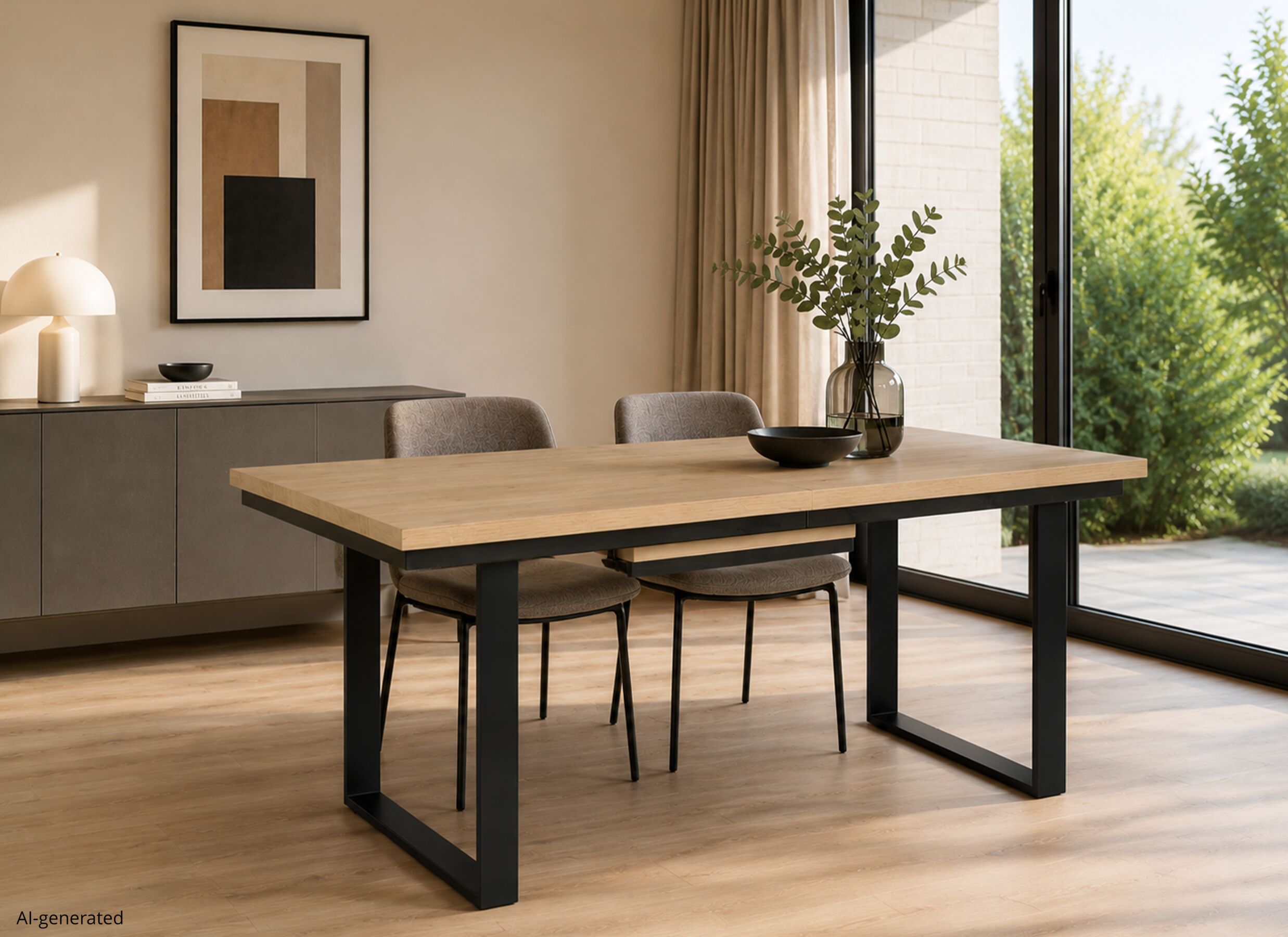 AI Generated - Table Toby 190/250x100cm - mélamine - castella oak