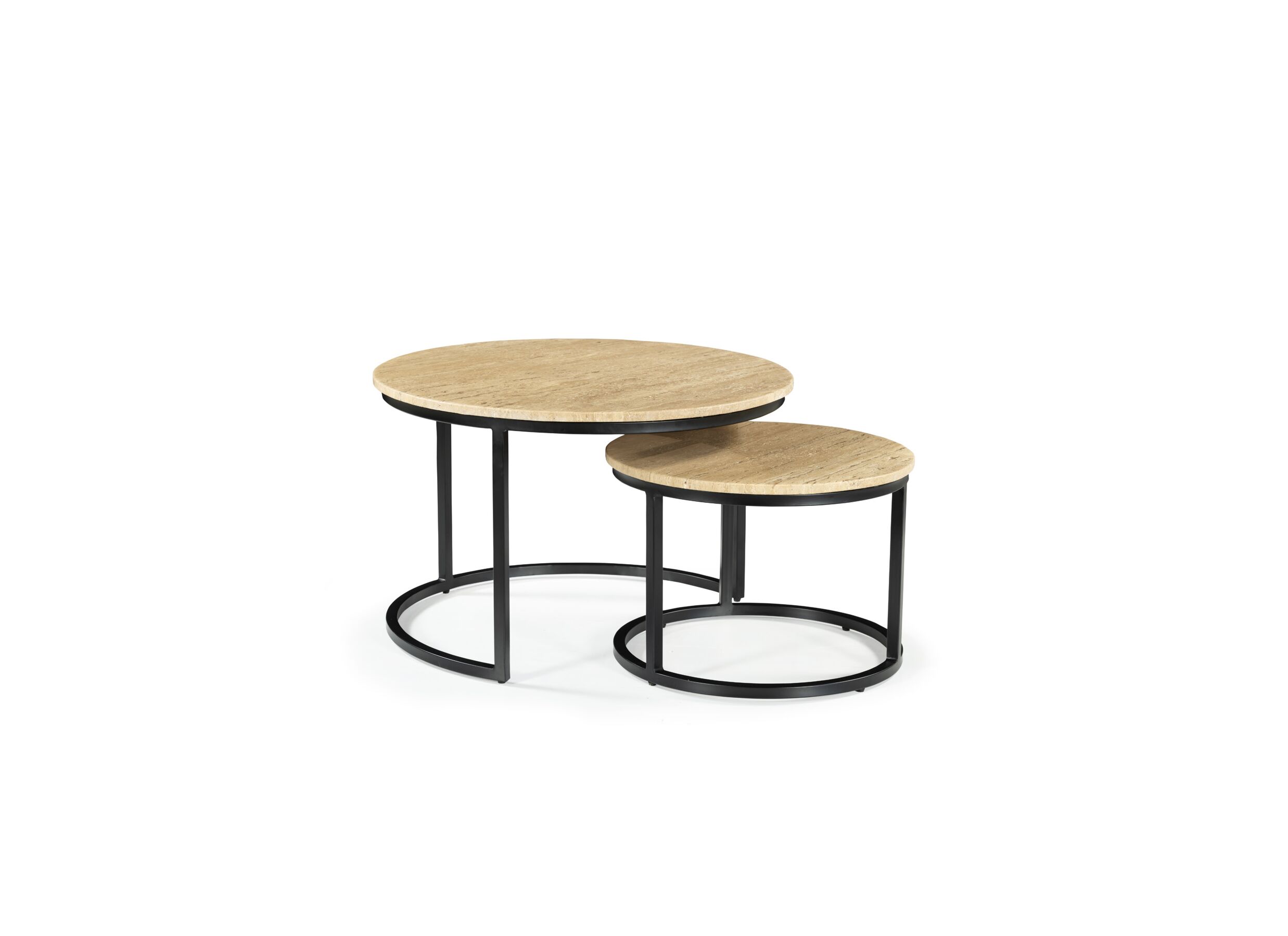 Aperçu - Table basse Paddo Ø70x43/Ø50x35cm - travertin - beige