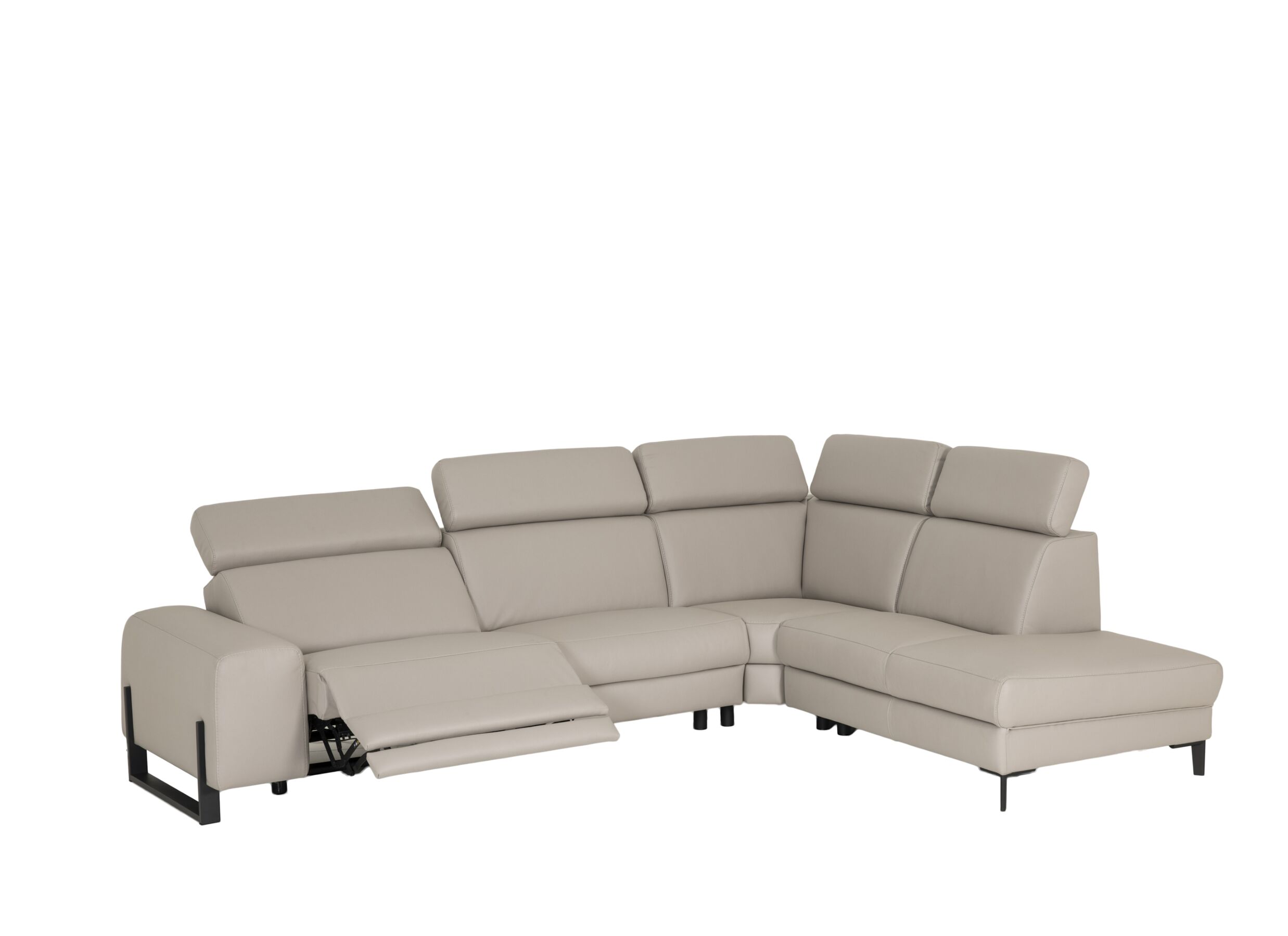 Aperçu - Canapé d'angle Durham 304x230cm - tissu - gris clair avec relax