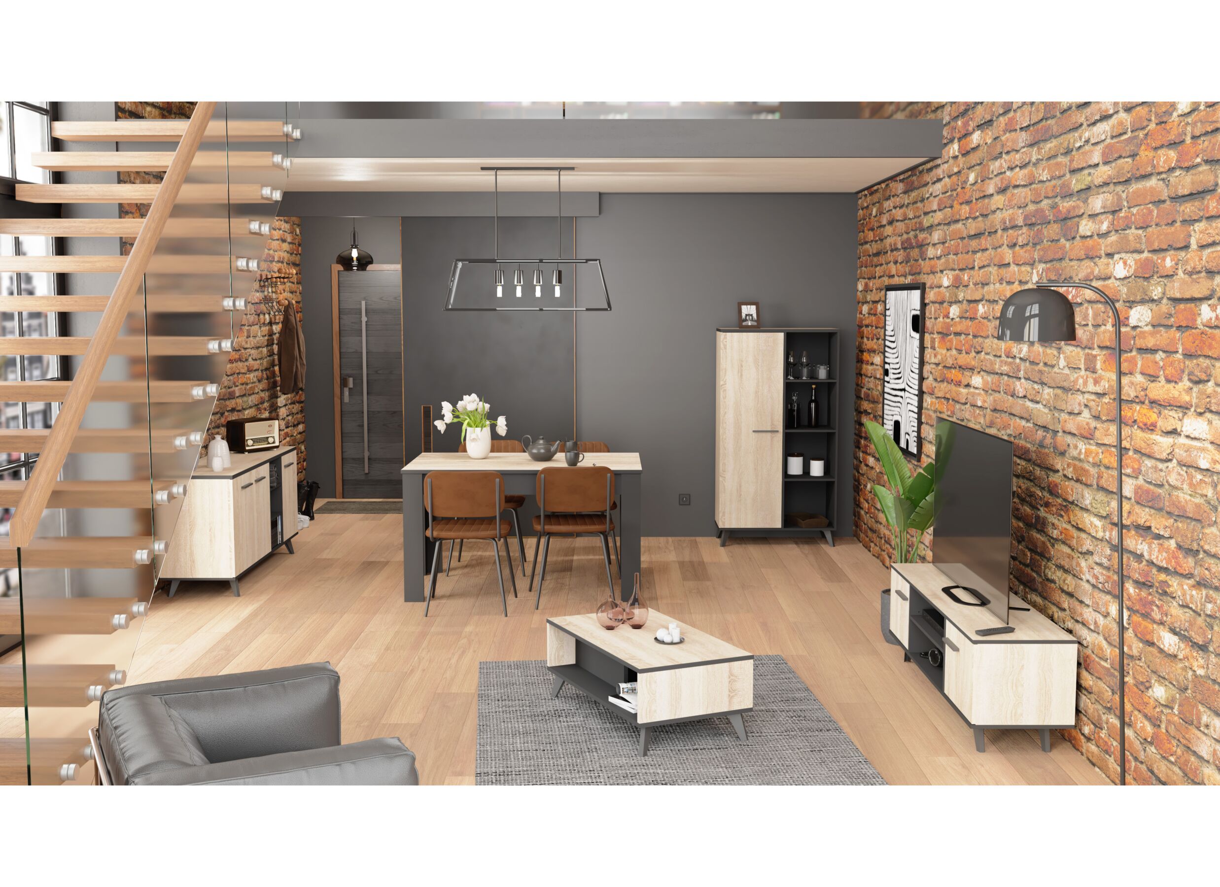 Foto ambiance - Meuble Bar Wayne 83cm - décor - noir