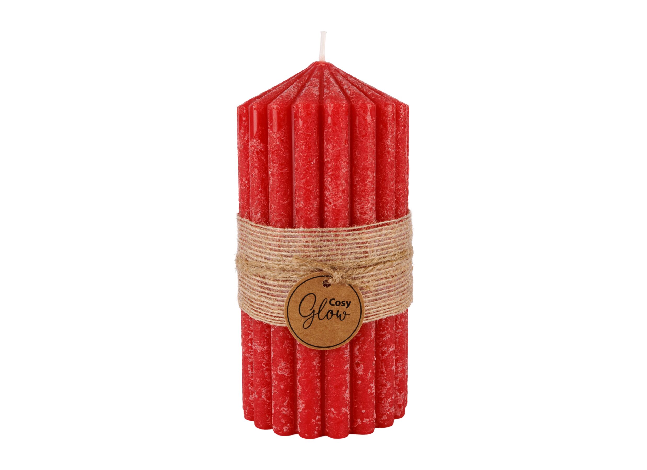 Kaars Ribble Ø7x14cm - paraffine - rood - Bougie Ribble Ø7x14cm - paraffine - rouge