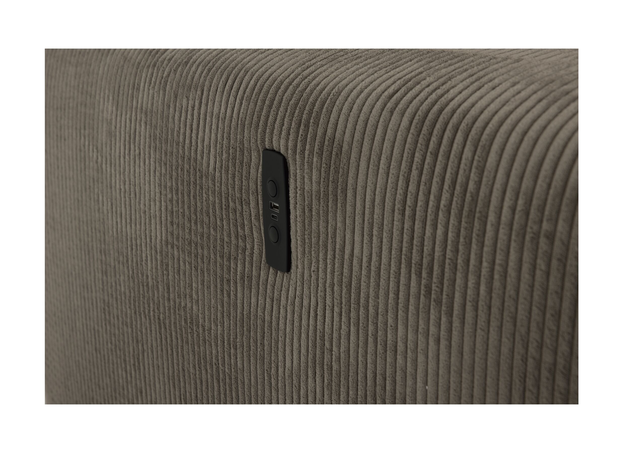 Detail - Canapé d'angle Slider 279 x 186 cm - tissu ribcord - marron avec fonction lit