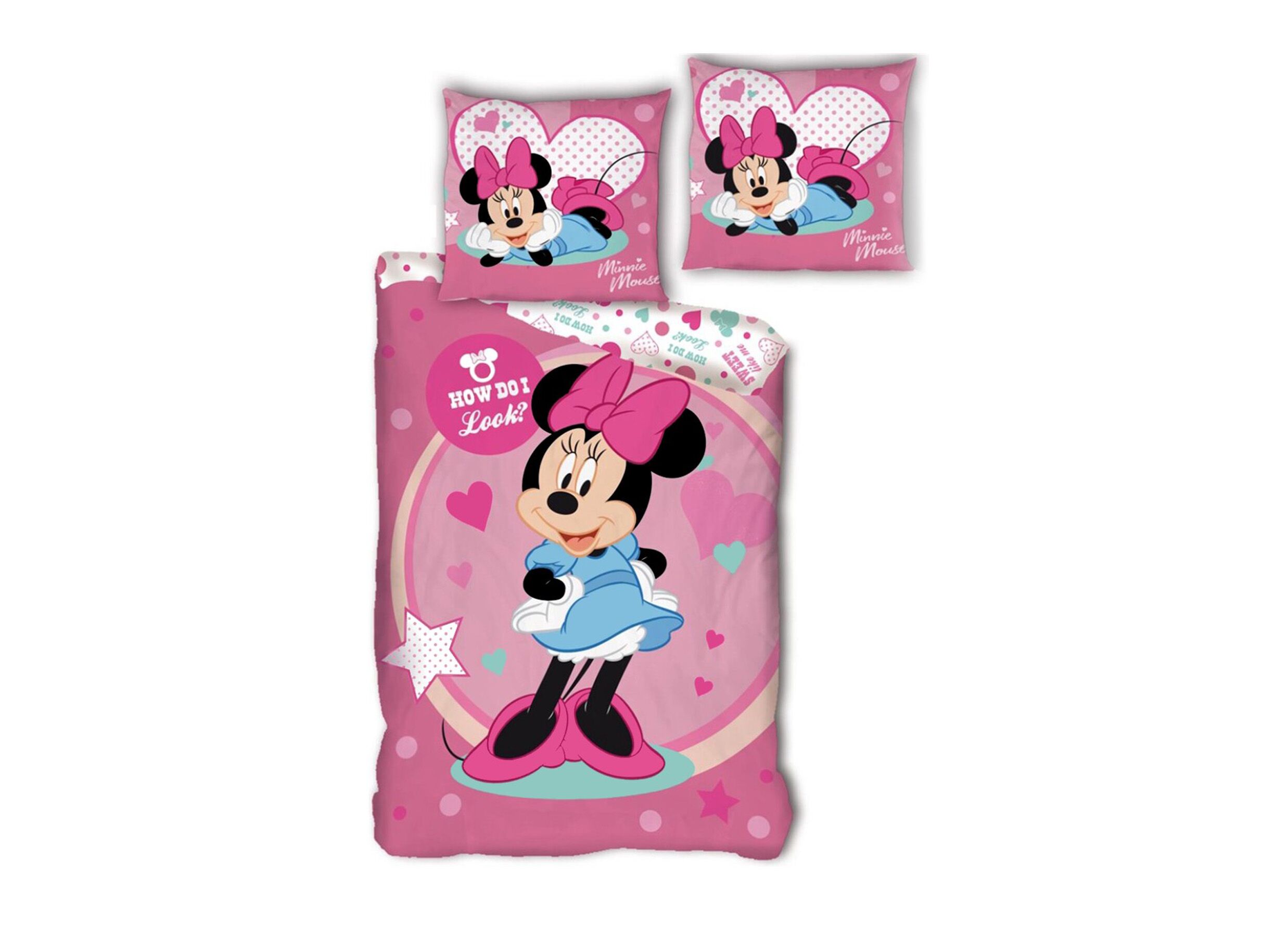 Plus Important - Housse de couette Minnie 140x200cm - microfibre - rose