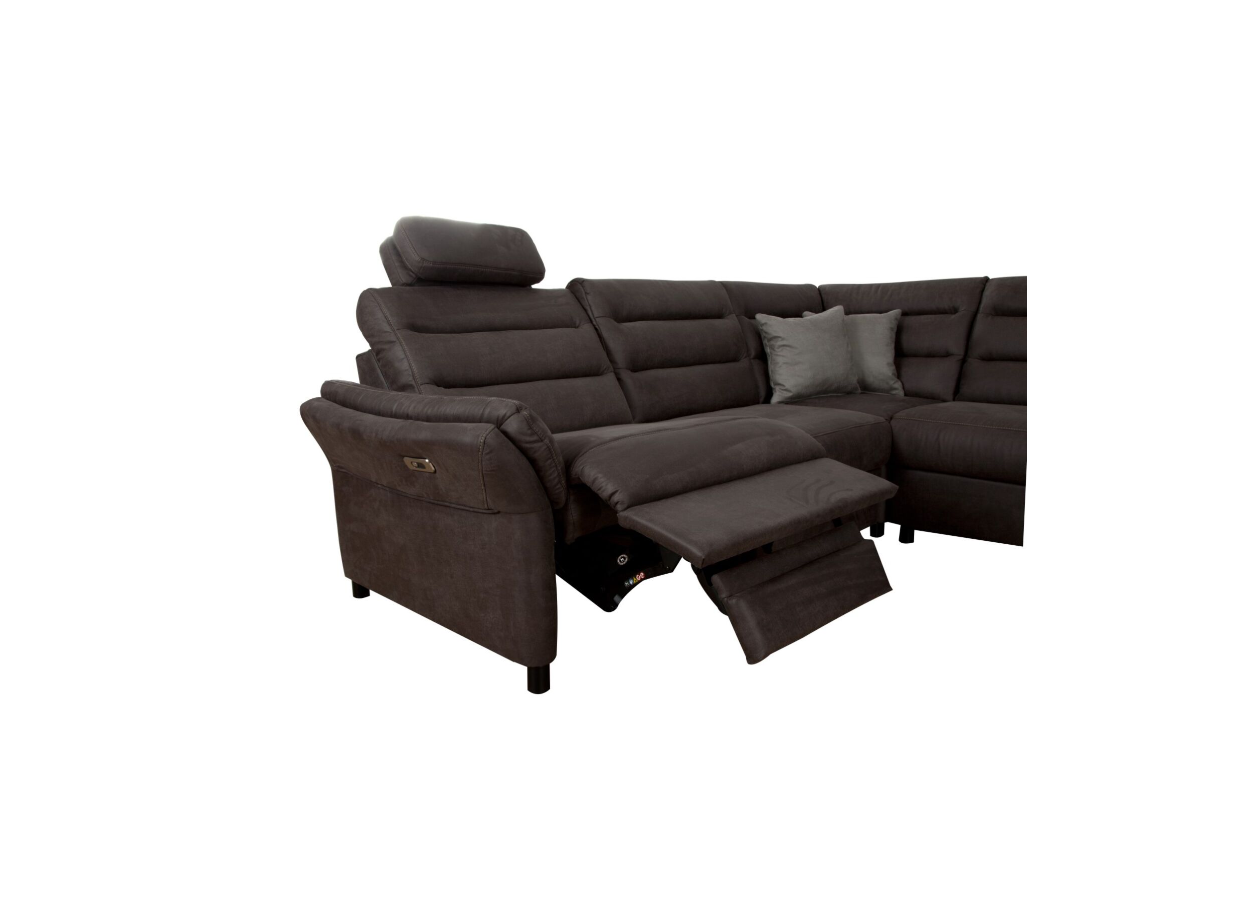Hoeksalon Foreno 350x268cm - stof - grijs met relax