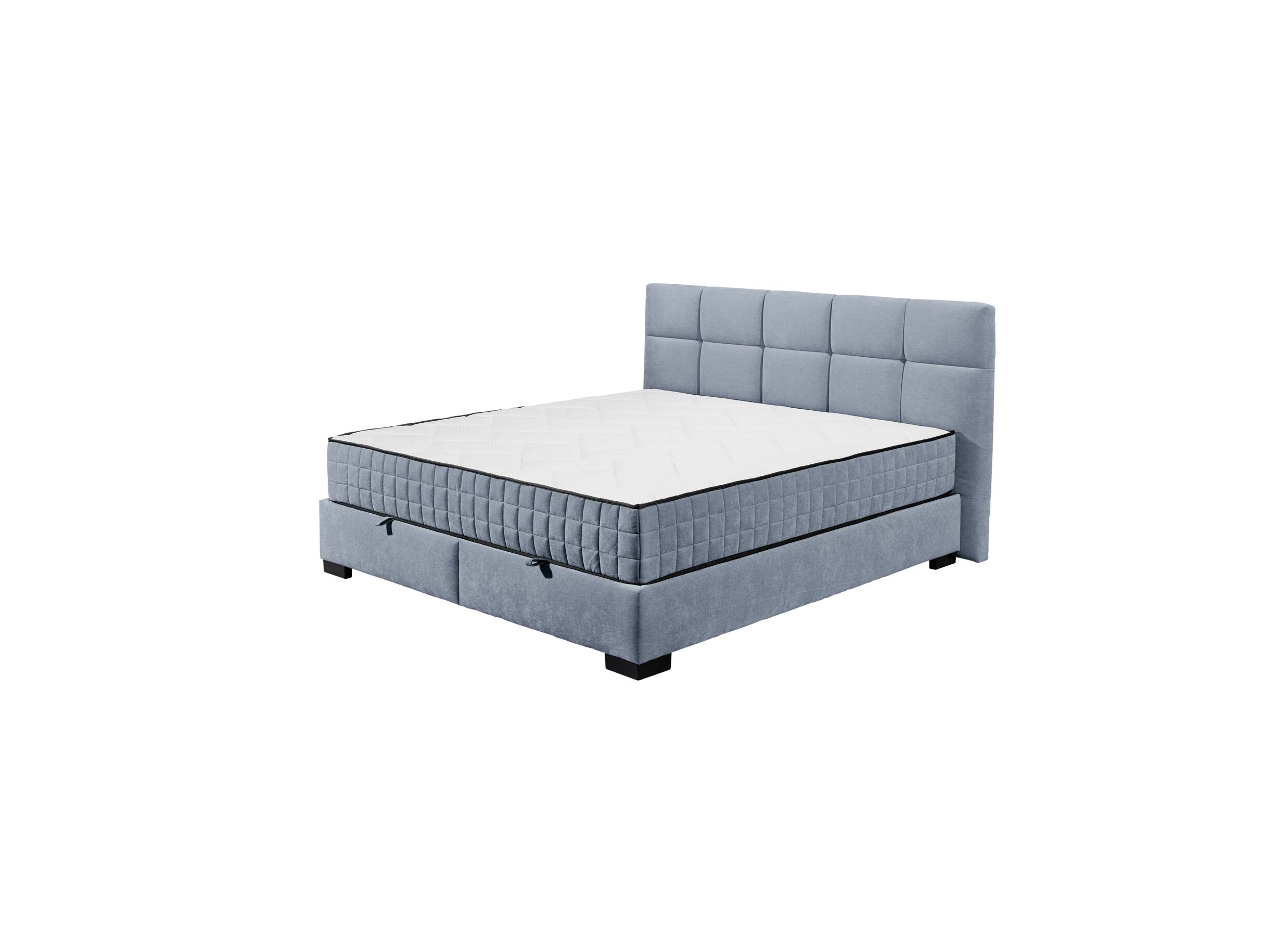 Plus Important - Lit box Nagol A 160x200cm avec rangement tissu bleu