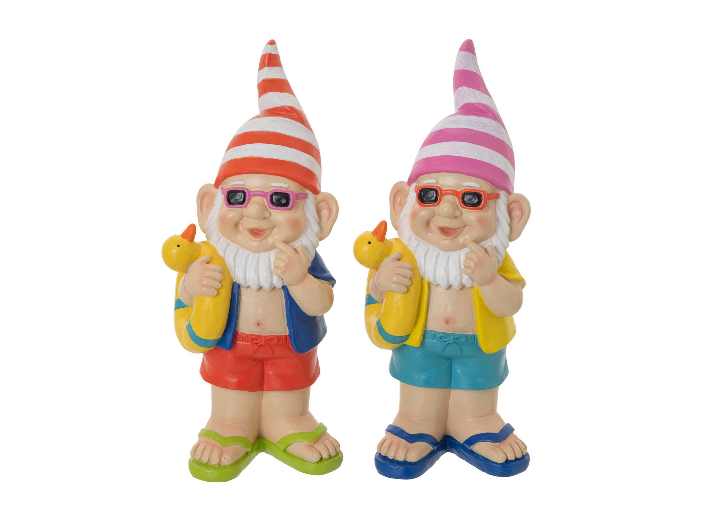 Figuur Dwerg Eend & Boei 12x9 - Figuur Dwerg Eend & Boei 12x9,5x29,5cm - polyresin - multicolor