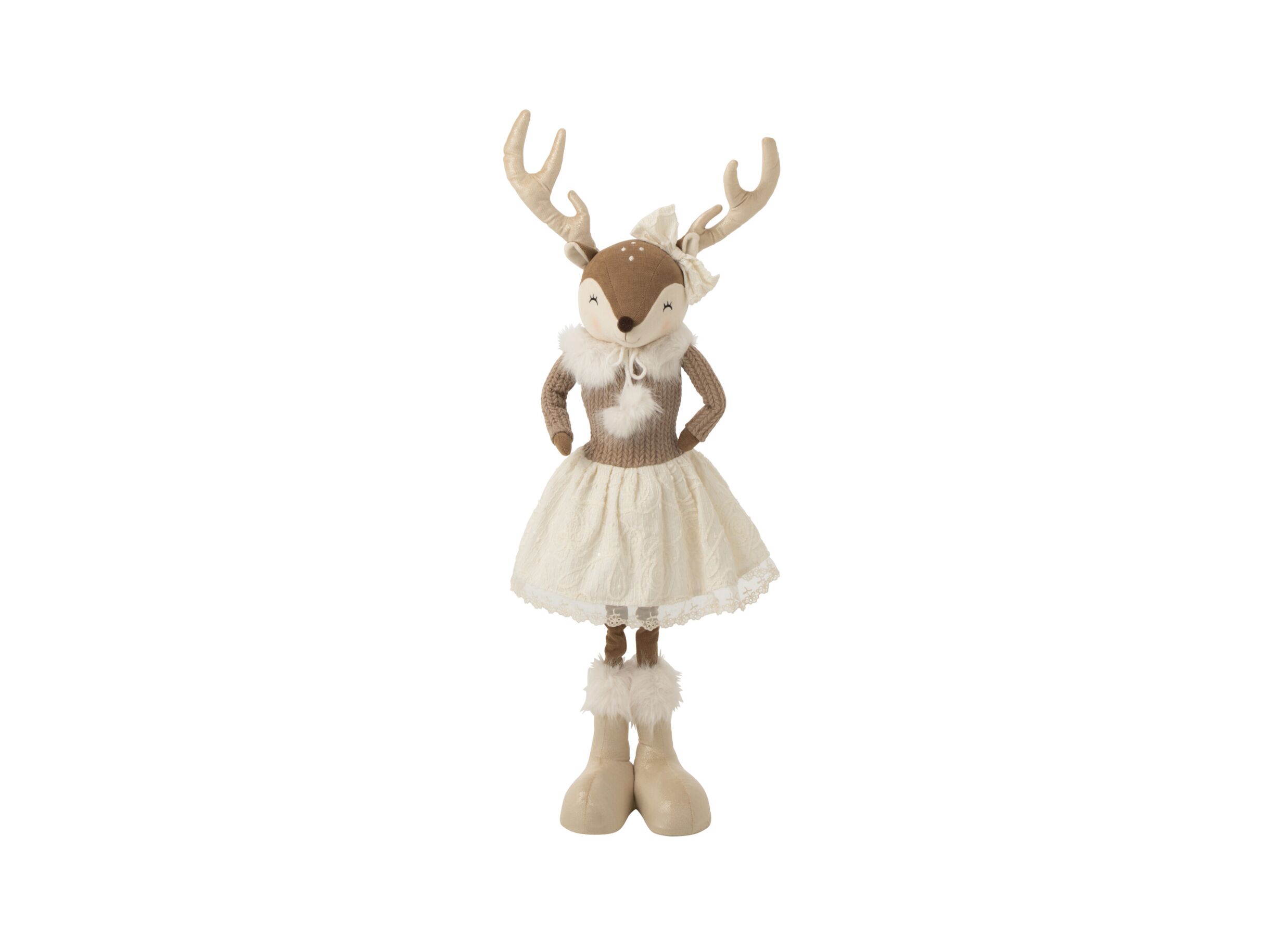 Hoofdfoto - Kerstdecoratie Eland H113cm - stof - beige