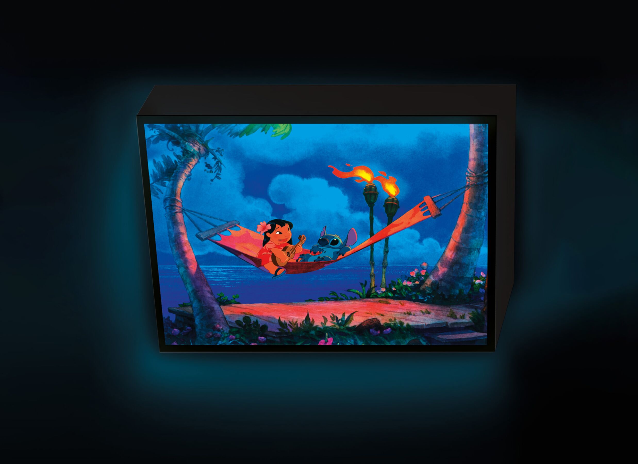 Sfeerfoto - Kinderdecoratie Lilo & Stich verlicht canvas 30x40cm