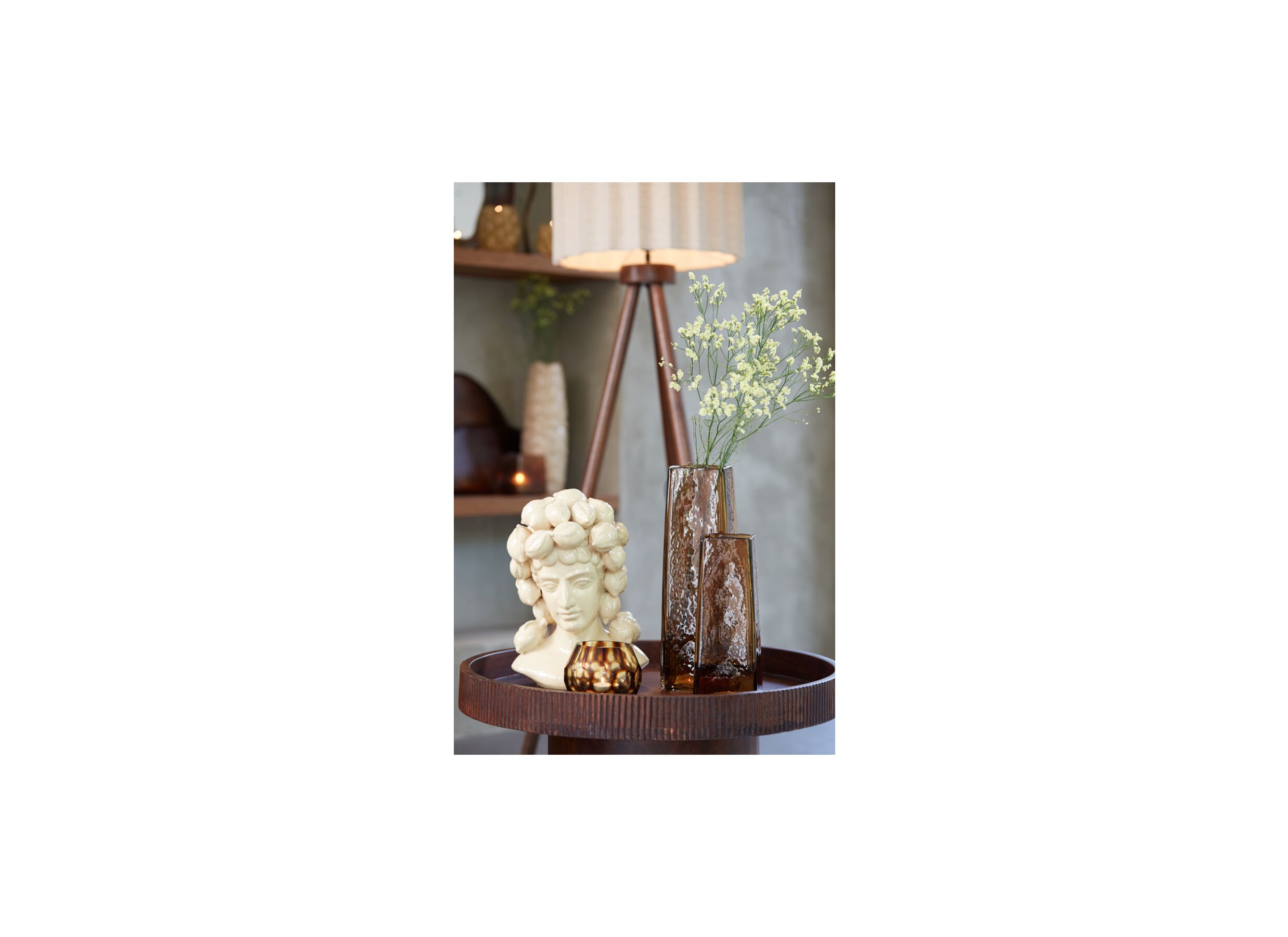 Foto ambiance - Photophore Eliza H10cm - verre - brun