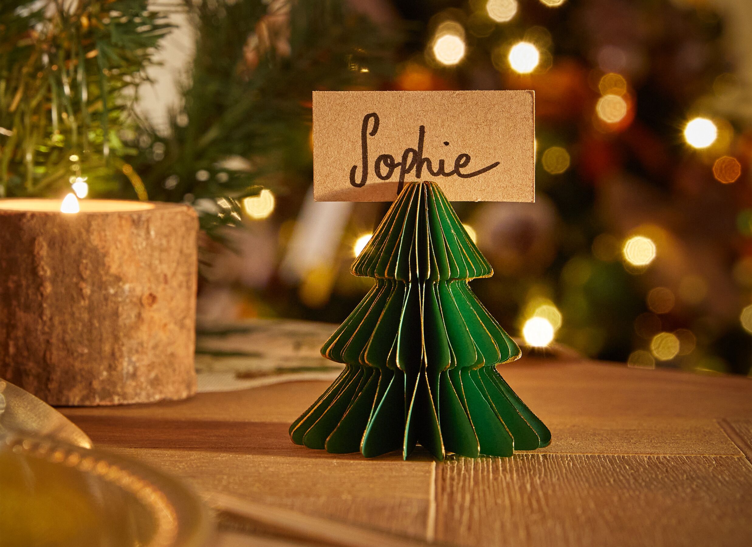 Sfeerfoto - Naamkaarthouder Kerstboom set van 2
