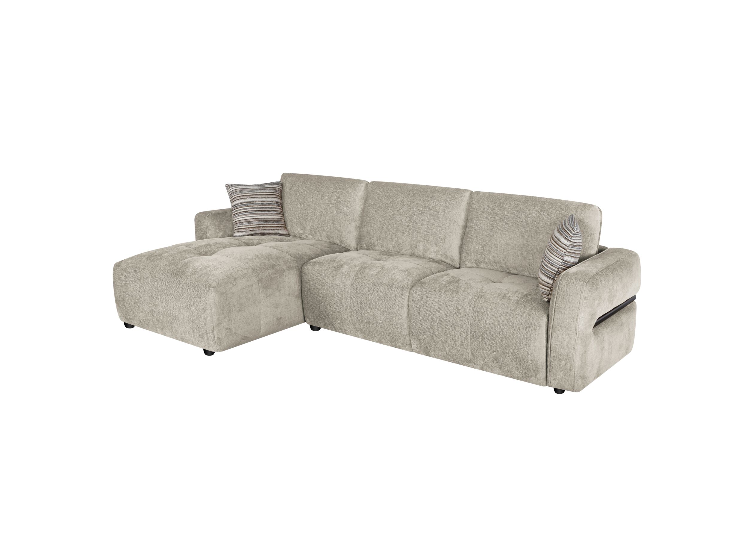 Plus Important - Canapé d'angle Cantillo 297x157cm - chenille - beige
