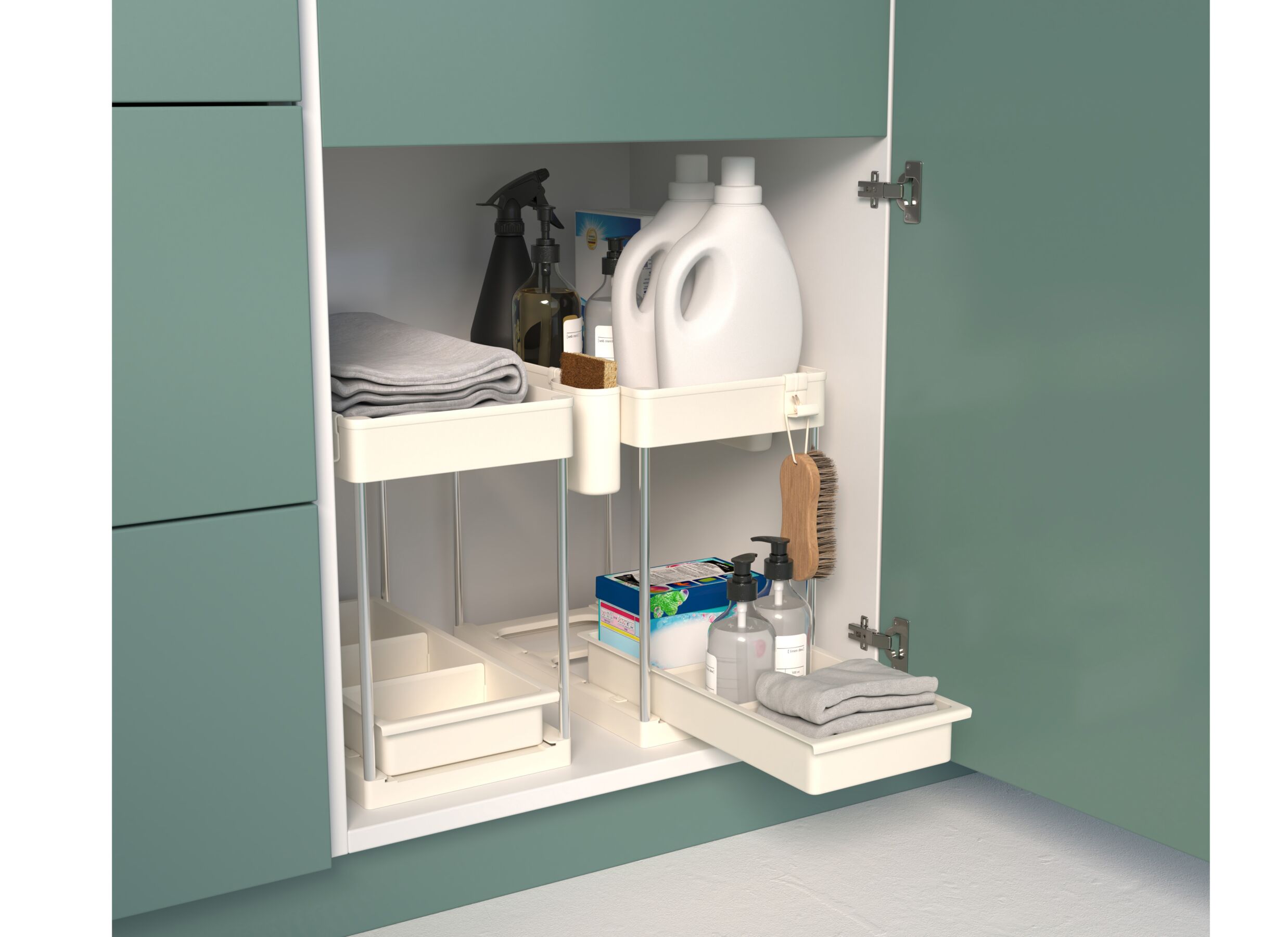 Sfeerfoto - Organizer 2 niveaus 21,5x40,7x34cm - kunststof - beige