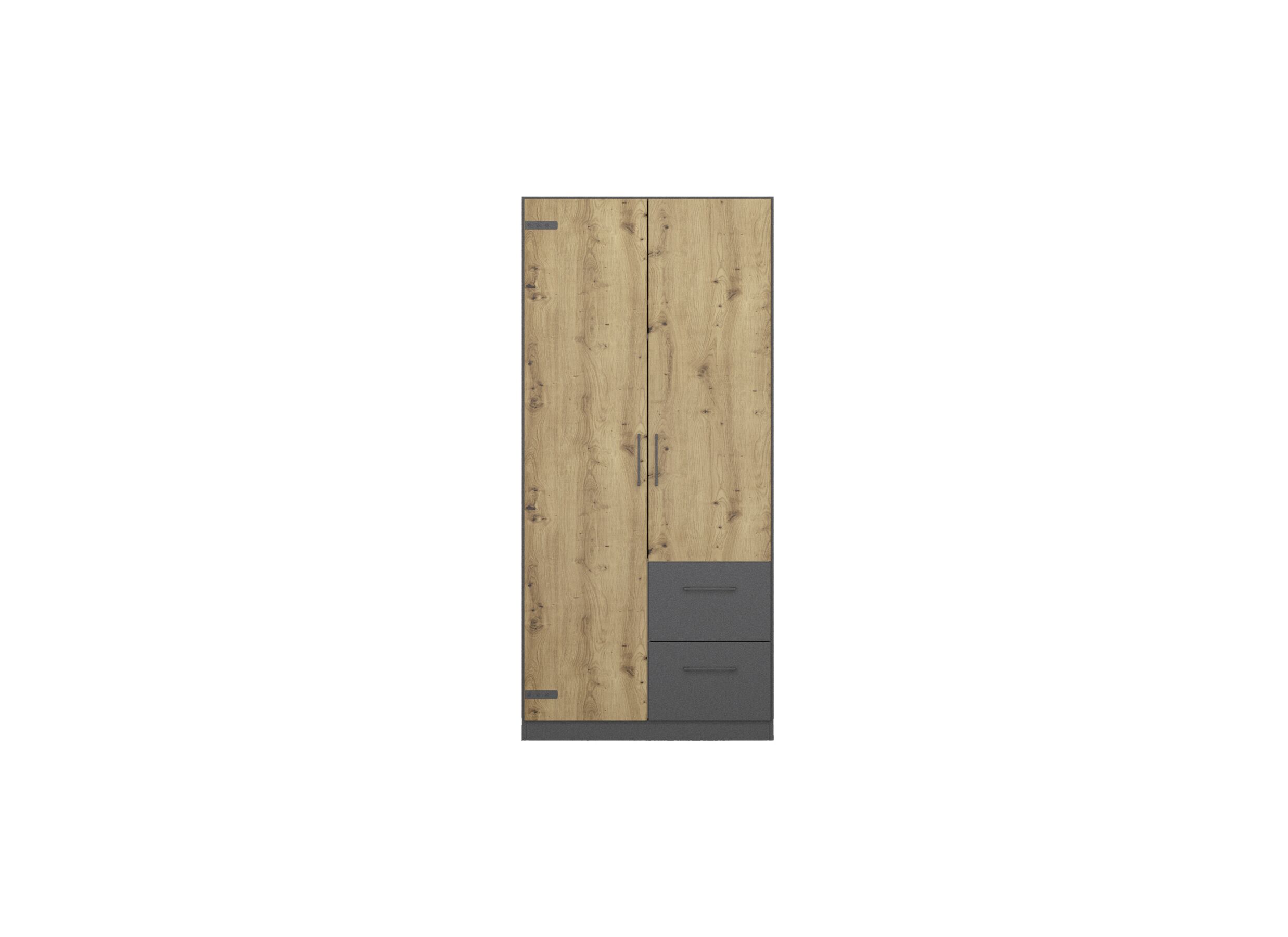 Garde-robe Butte 91cm - décor - chêne artisanal/gris