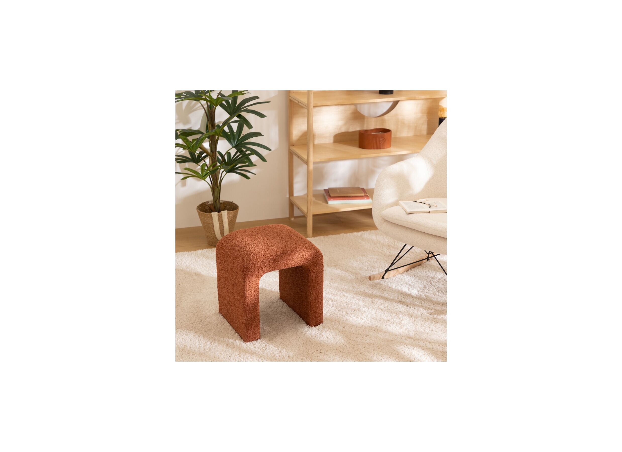 Pouf 41x35,5cm bouclé amber