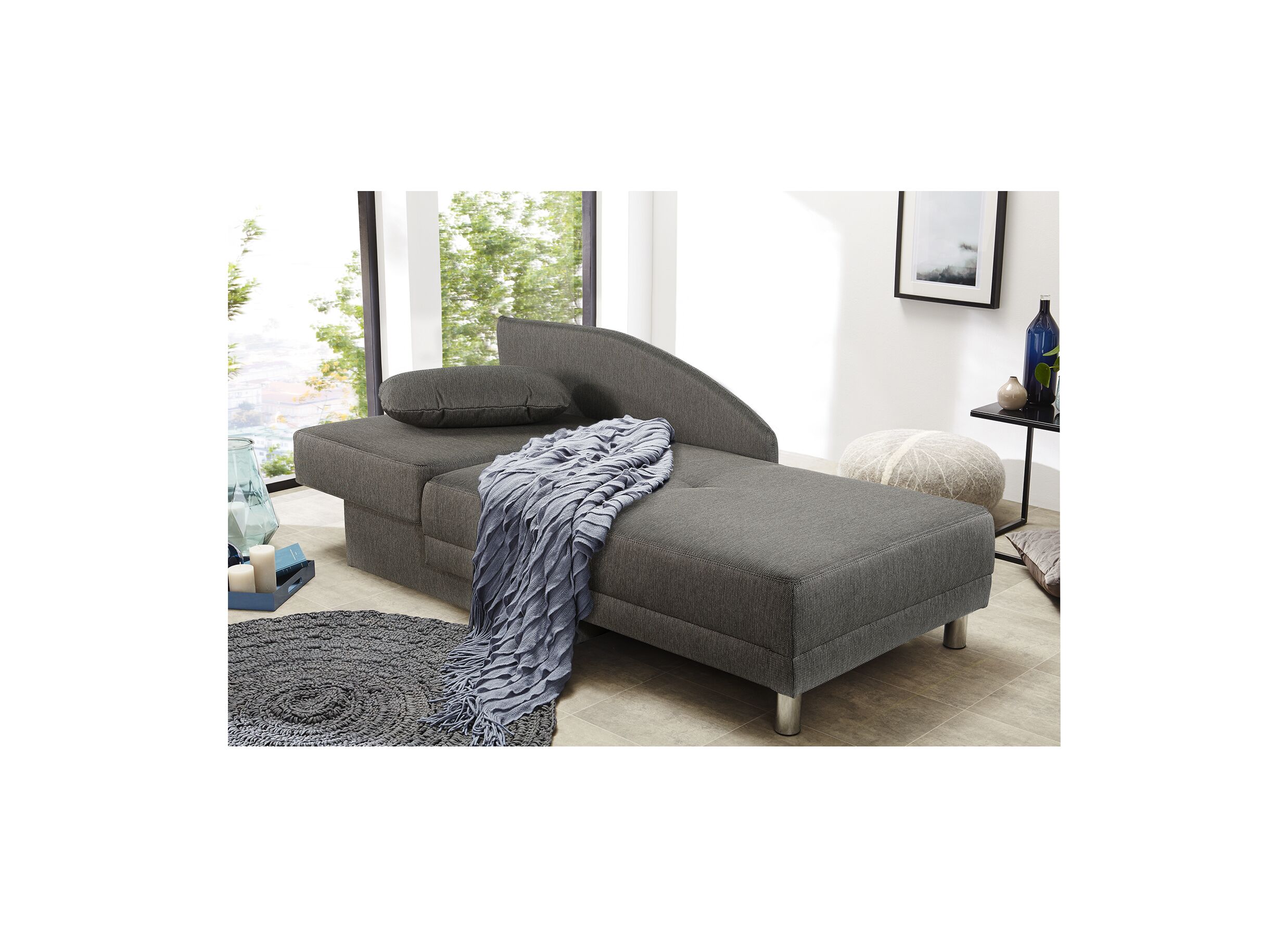 Chaise longue Roy Recamière 149x90x80cm - stof - taupe met bedfunctie