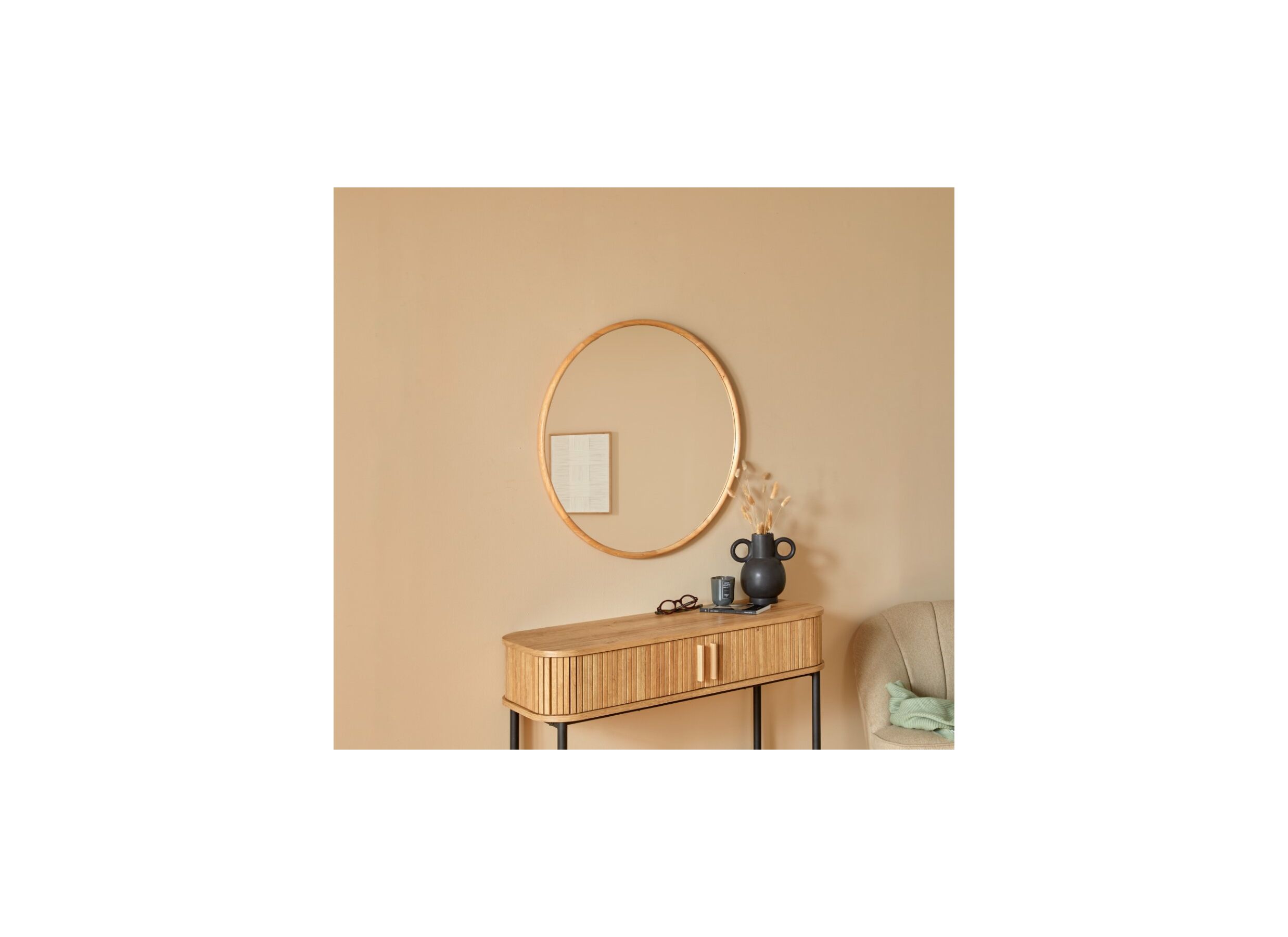 Foto ambiance - Miroir Kim Ø75cm - décor/verre - naturel
