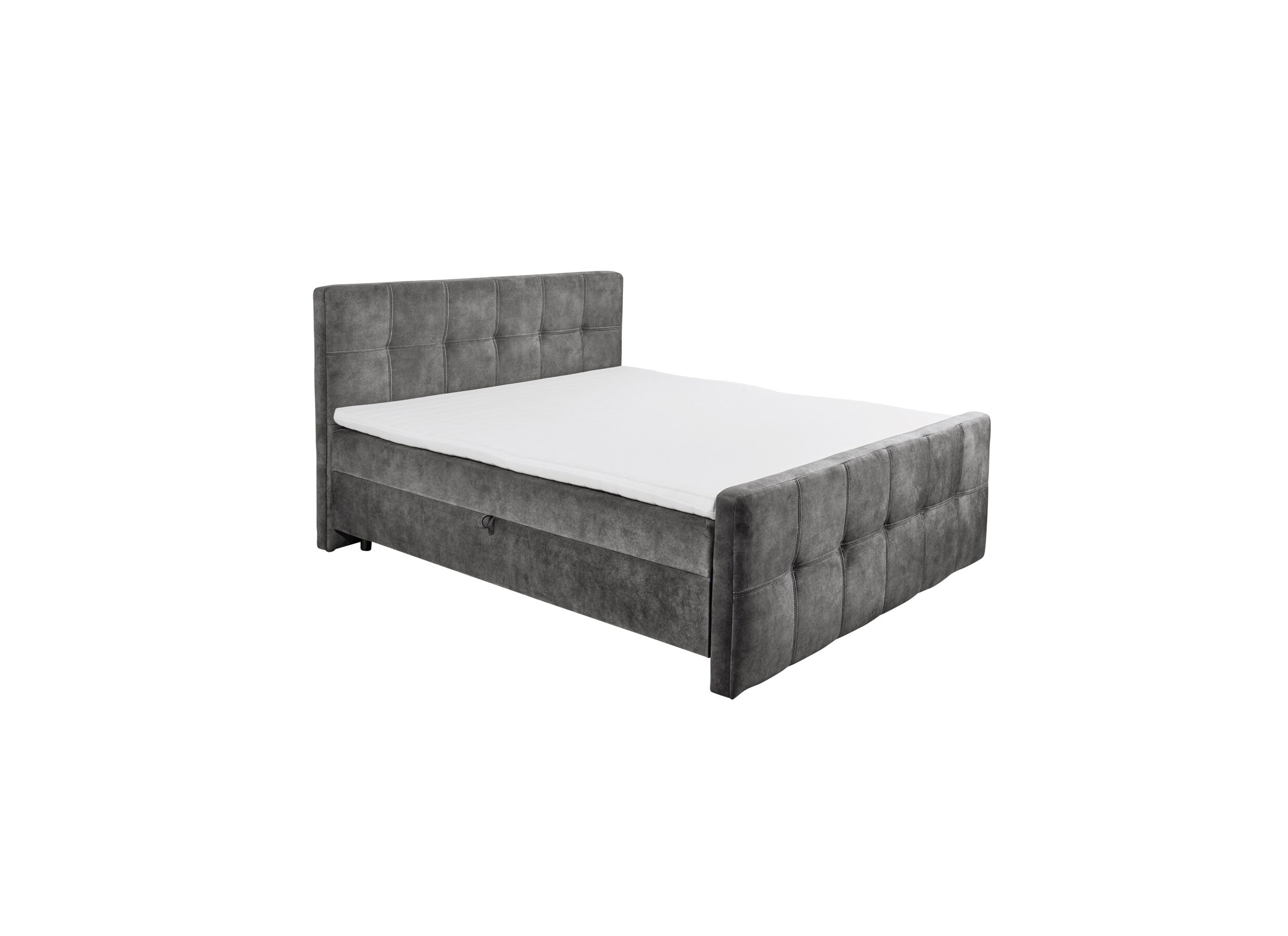 Boxspring Valetta 160x200cm avec rangement tissu anthracite - Lit box Valetta 160x200cm avec rangement tissu anthracite