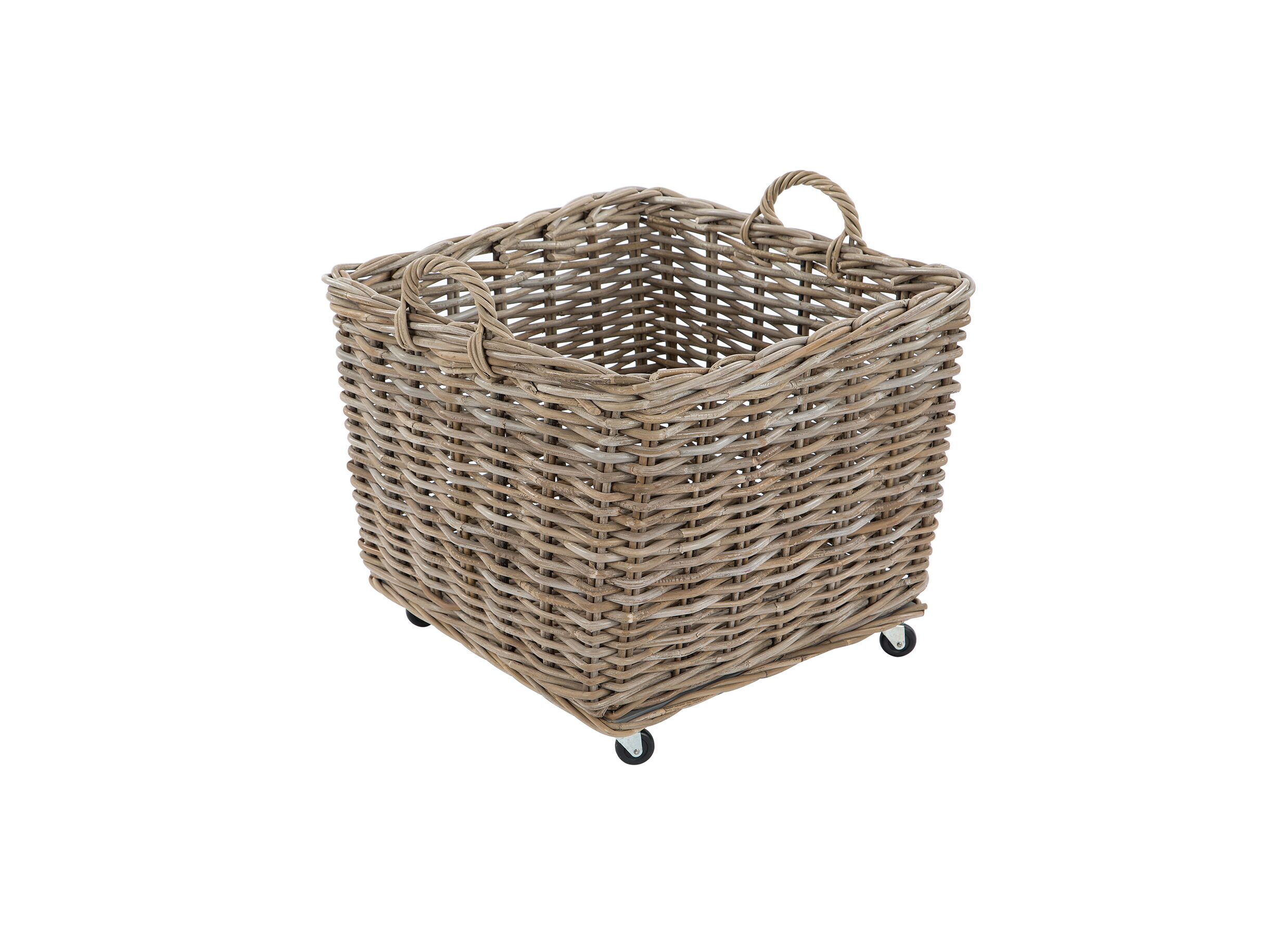 Panier en vannerie 64x64x47cm - Panier en vannerie sur roues, 64x64x47cm
