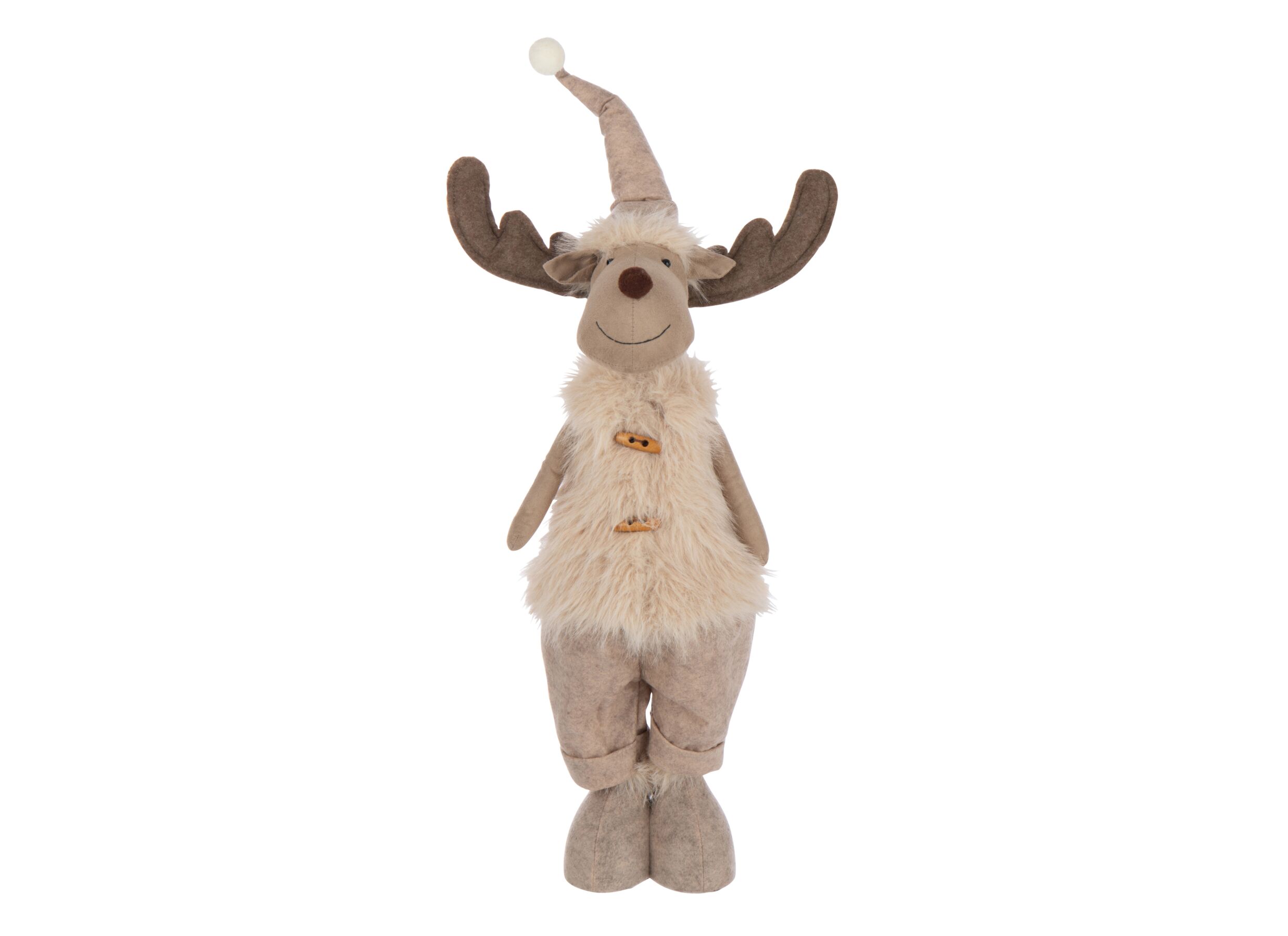 Overzichtsfoto - Kerstdecoratie Eland Telescopische bont 16x15x87cm - polyester - ecru