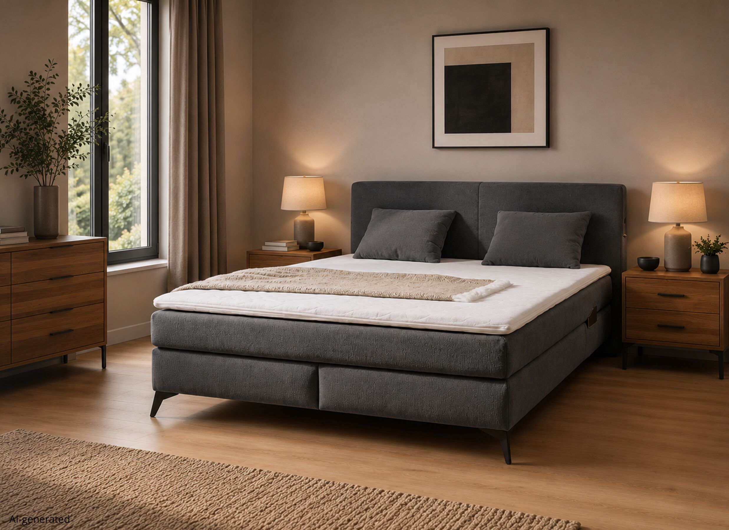 AI Generated - Boxspring Kira Mix 180x200cm - tissu - gris foncé