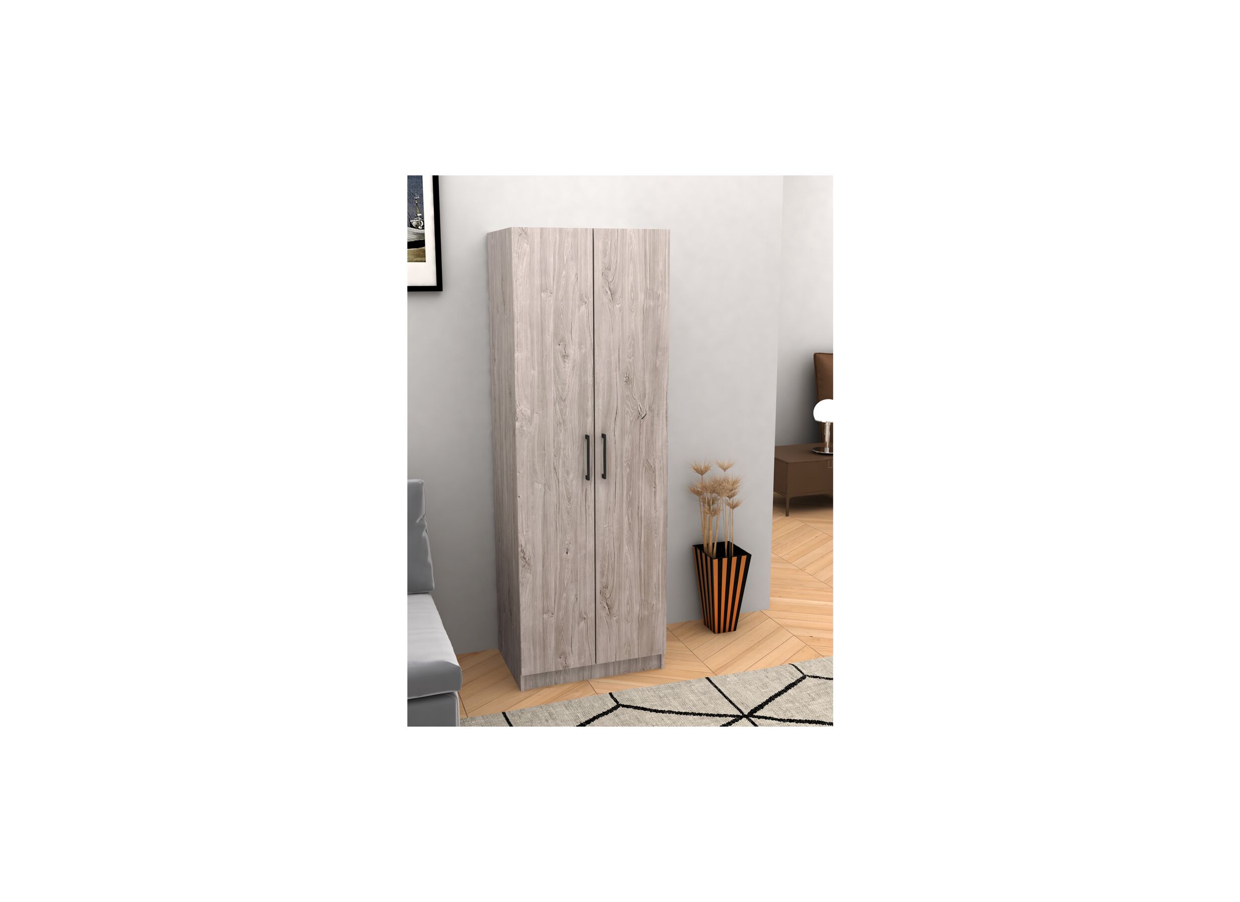 Armoire de rangement 60cm - décor - new grey oak