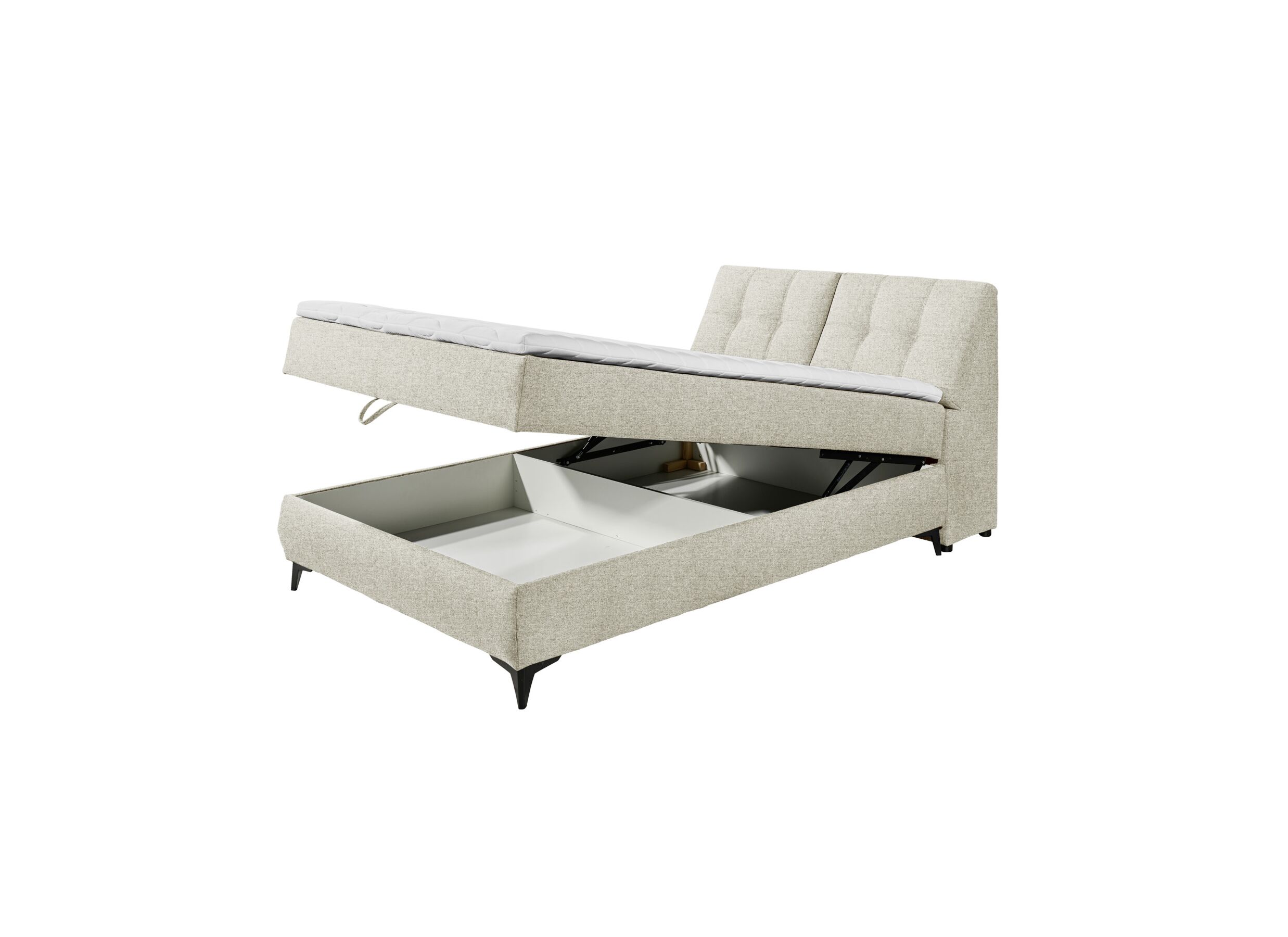 Disposition - Lit box Atlantis 140x200cm avec rangement tissu ivoire