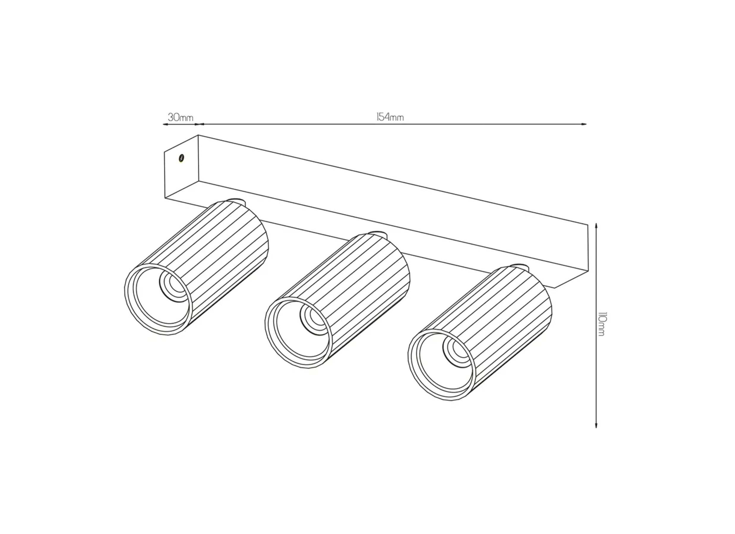 Dimensions - Spot 3xGU4 - aluminium - blanc