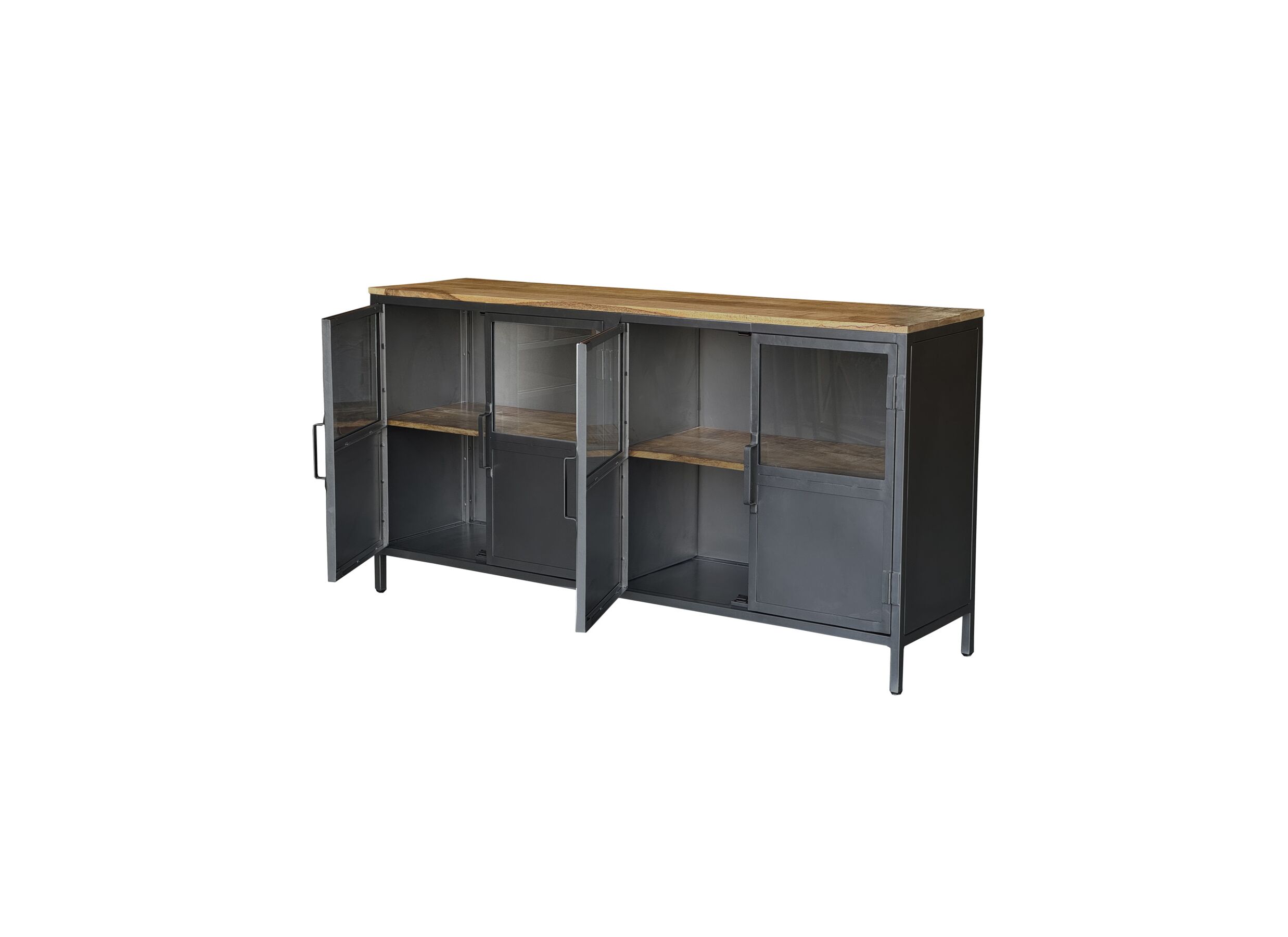 Aperçu - Buffet Titano 180cm - fer & manguier massif - gris & naturel