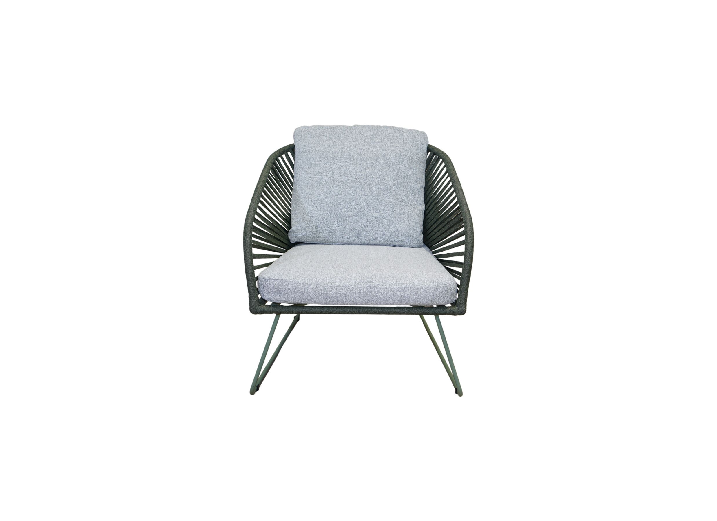 Aperçu - Salon lounge Peacock métal rotin - gris/vert