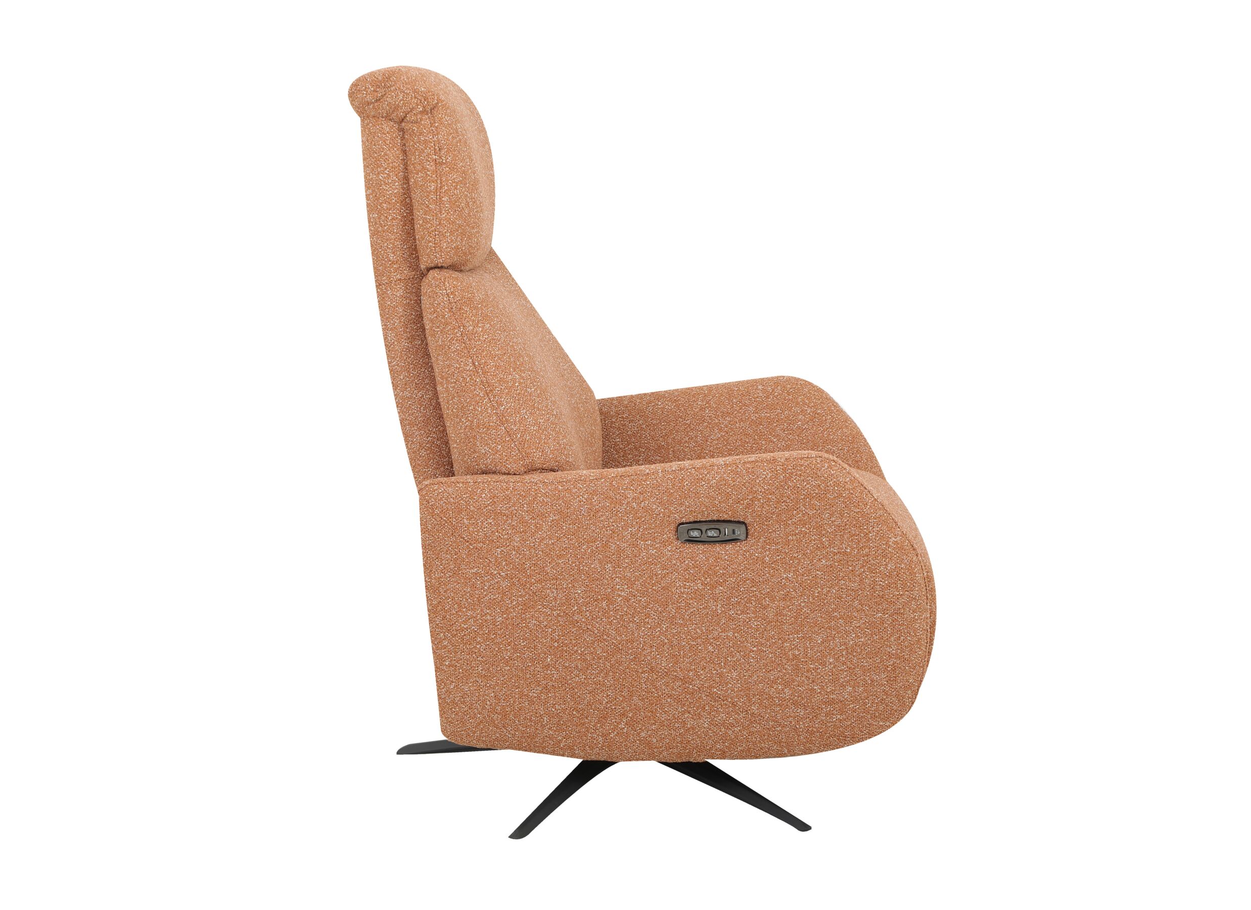 Overzichtsfoto - Relaxzetel Harp TVCHM elektrisch - stof - burnt orange met 2 motoren & massagefunctie