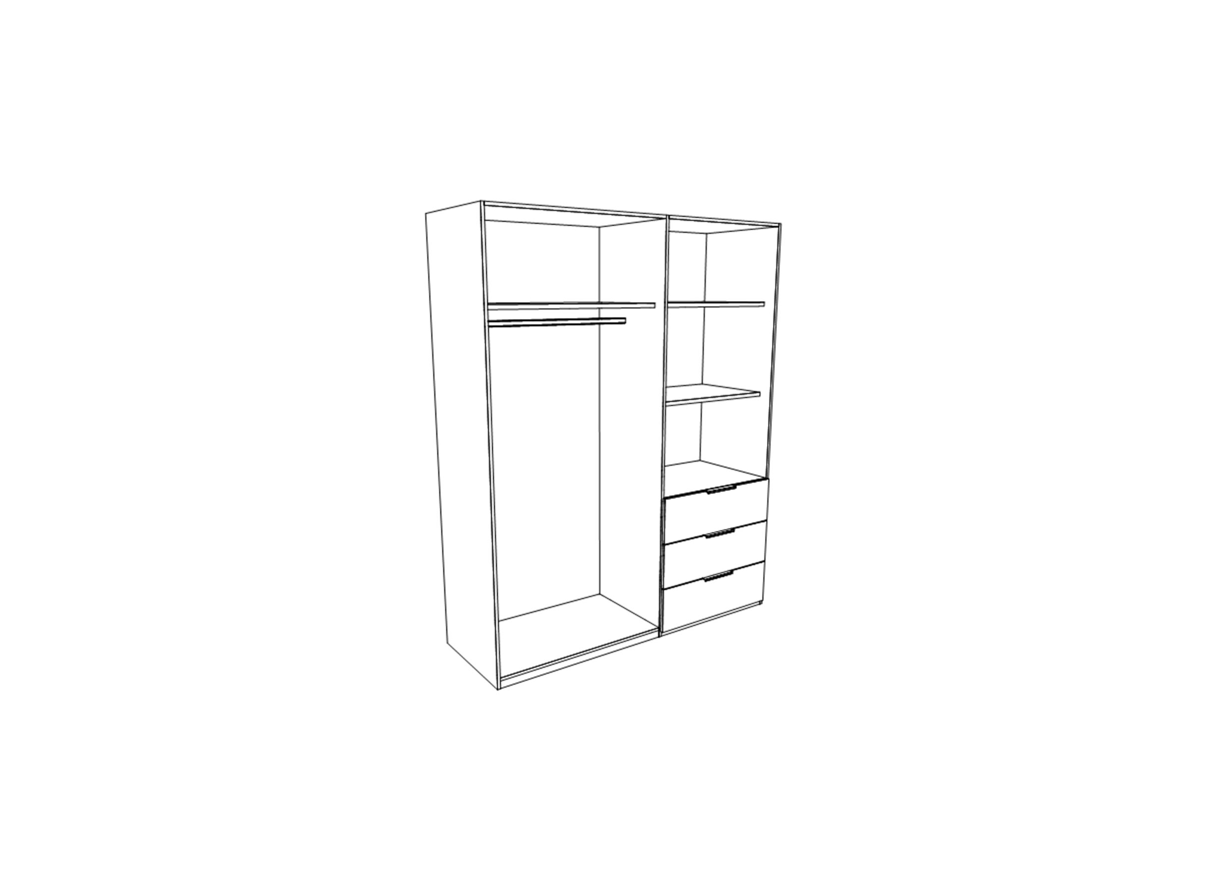 Kleerkast Jupiter 145cm - decor - zwart