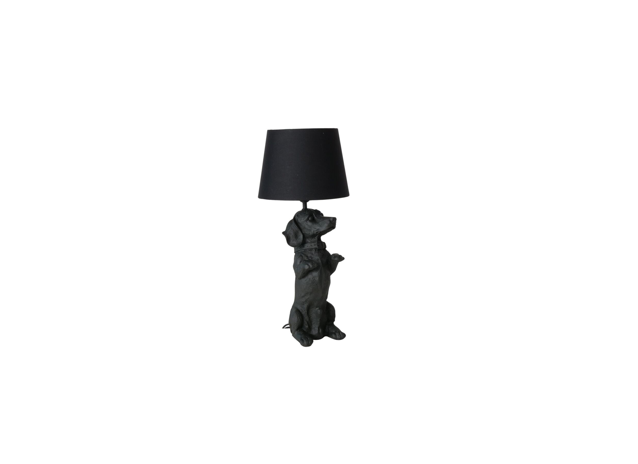 Tafellamp Dackel E27 H44 - Tafellamp Dackel E27 H44,5cm - polystone - mat zwart