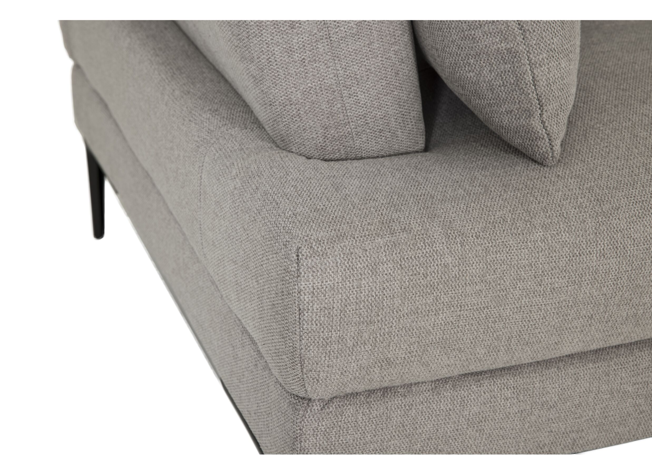 Detail - Canapé d'angle Roxy tissu gris avec pouf