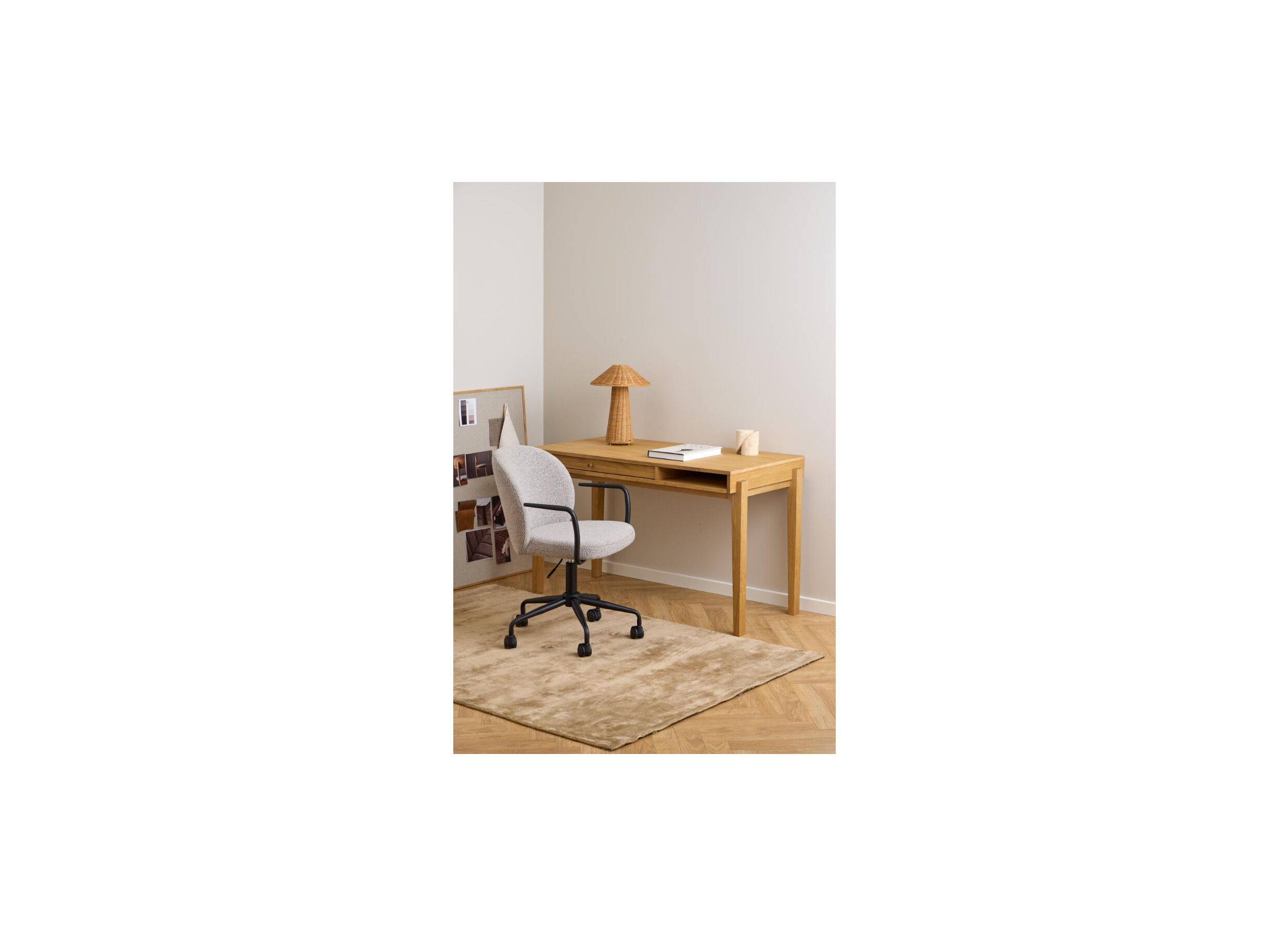 Foto ambiance - Chaise de bureau tissu/acier poudré - beige/noir mat